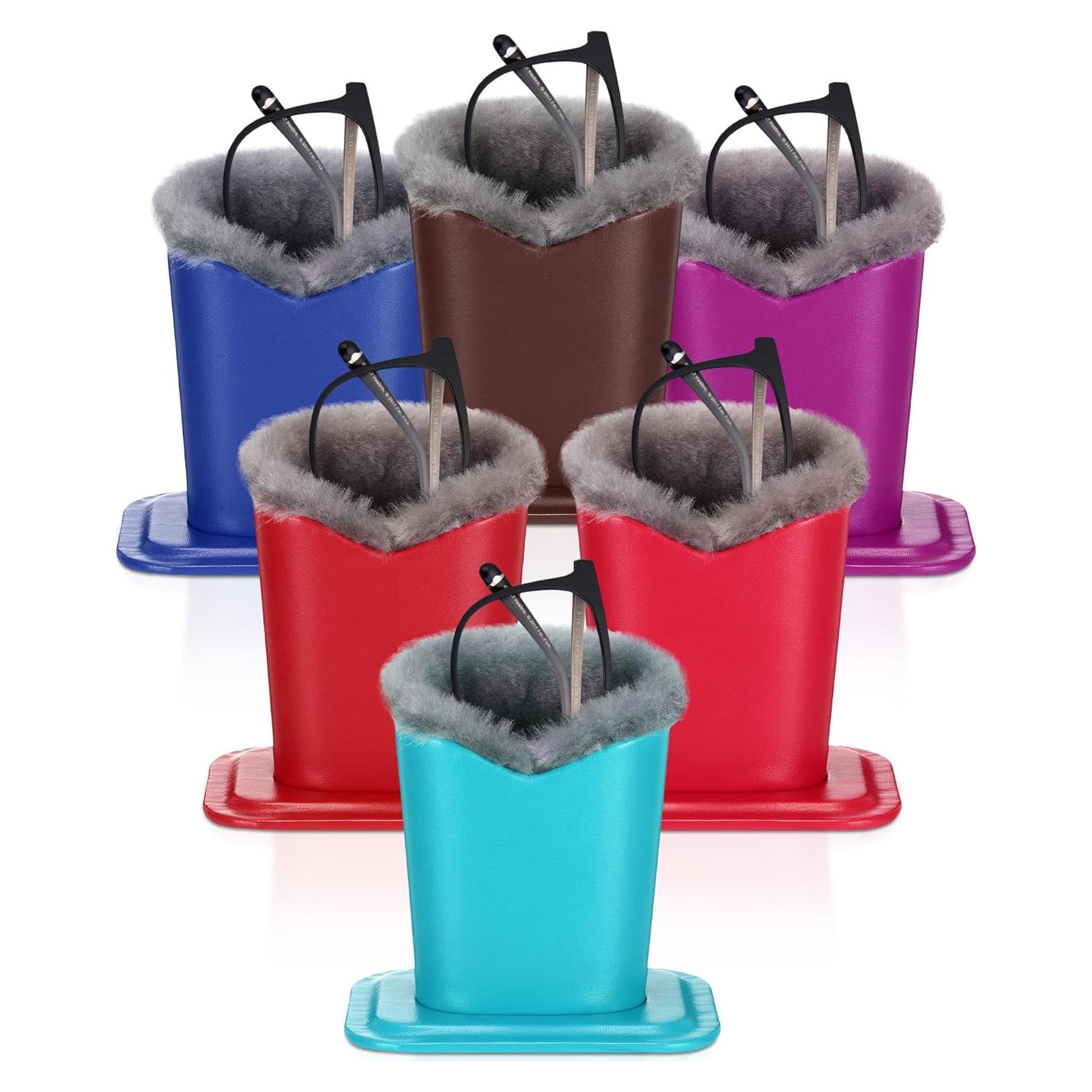 Soporte de Gafas Weewooday 6 Piezas Cuero y Felpa