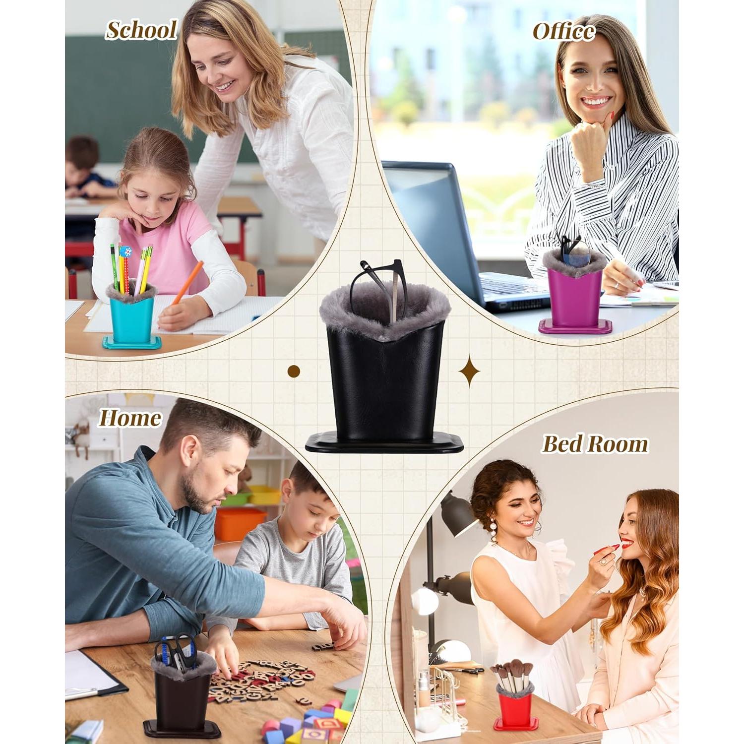 Soporte de Gafas Weewooday 6 Piezas Cuero y Felpa