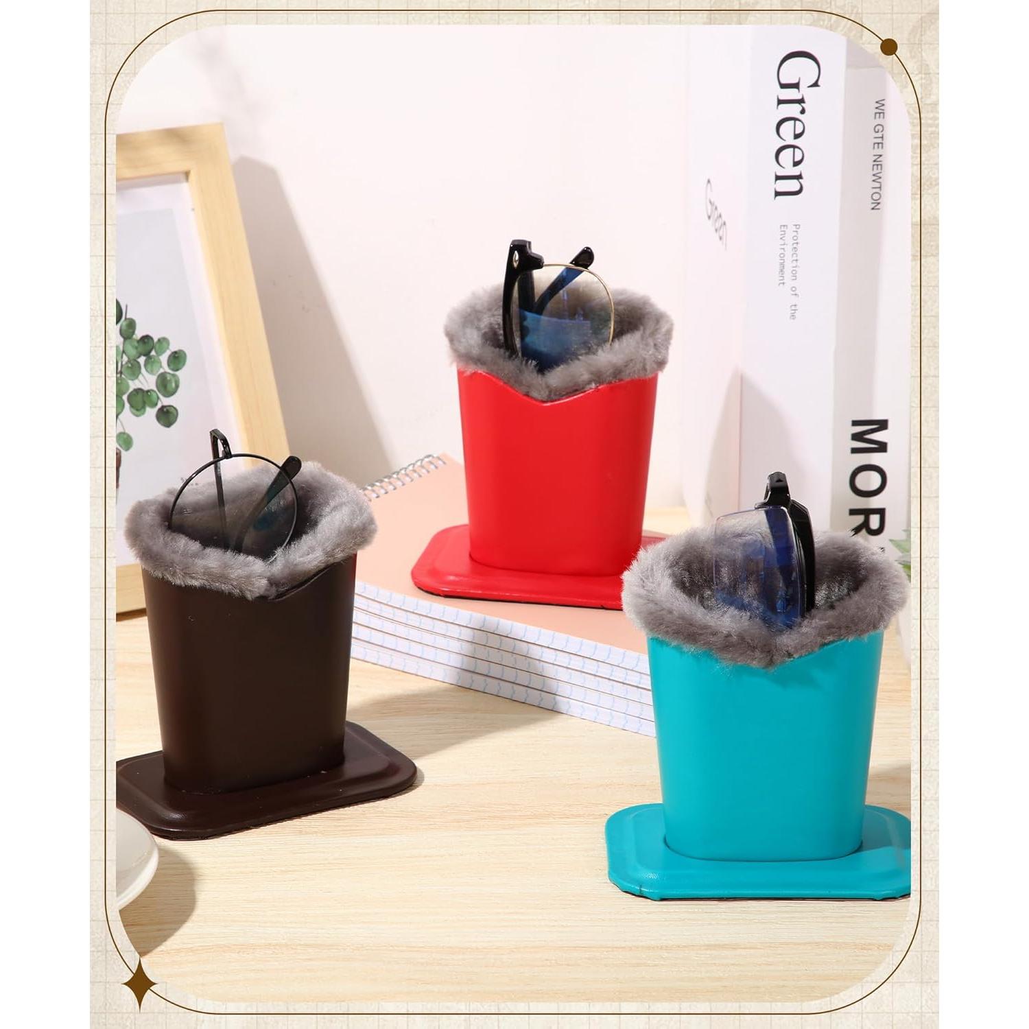 Soporte de Gafas Weewooday 6 Piezas Cuero y Felpa