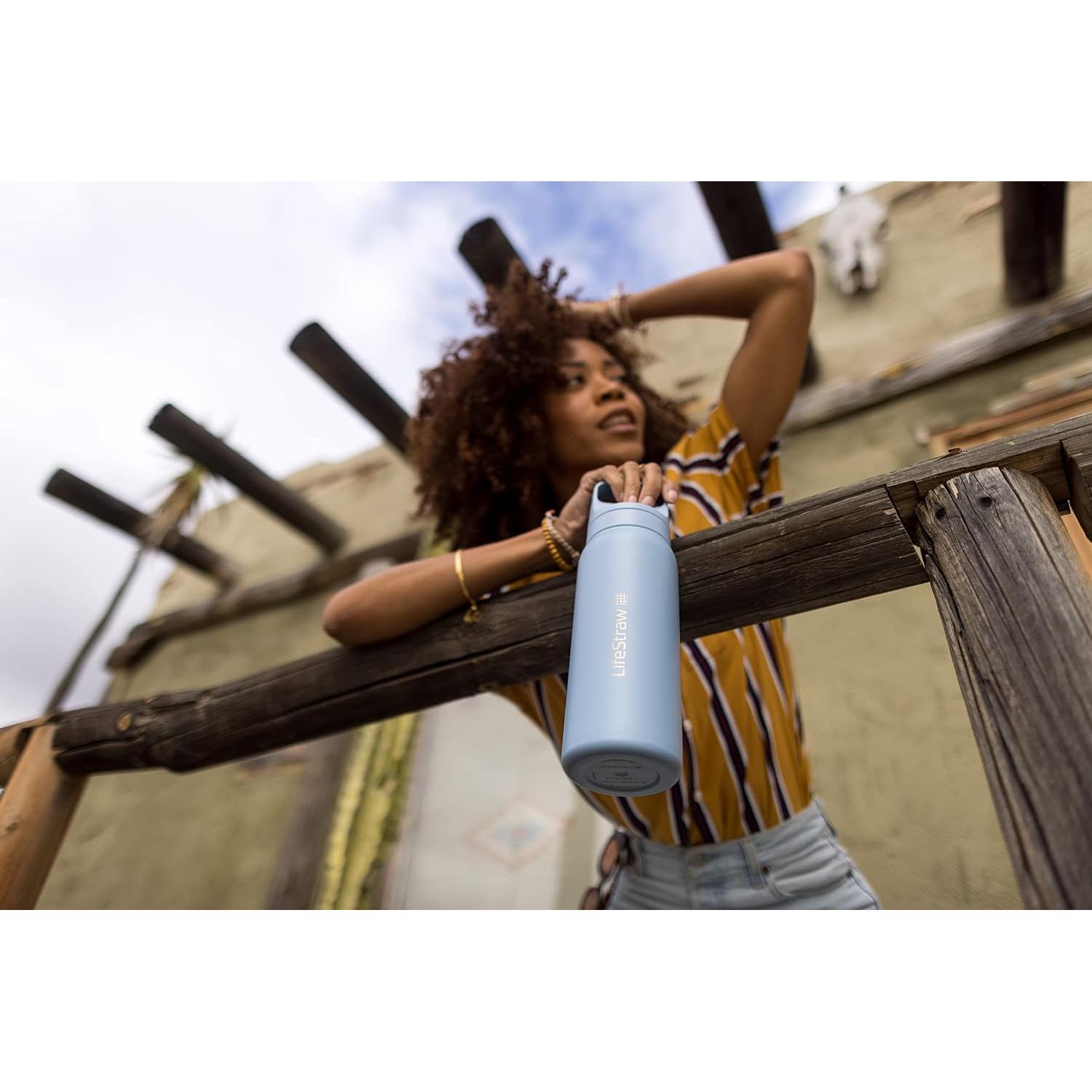 Botella LifeStraw Go 24 oz Acero Inoxidable Azul