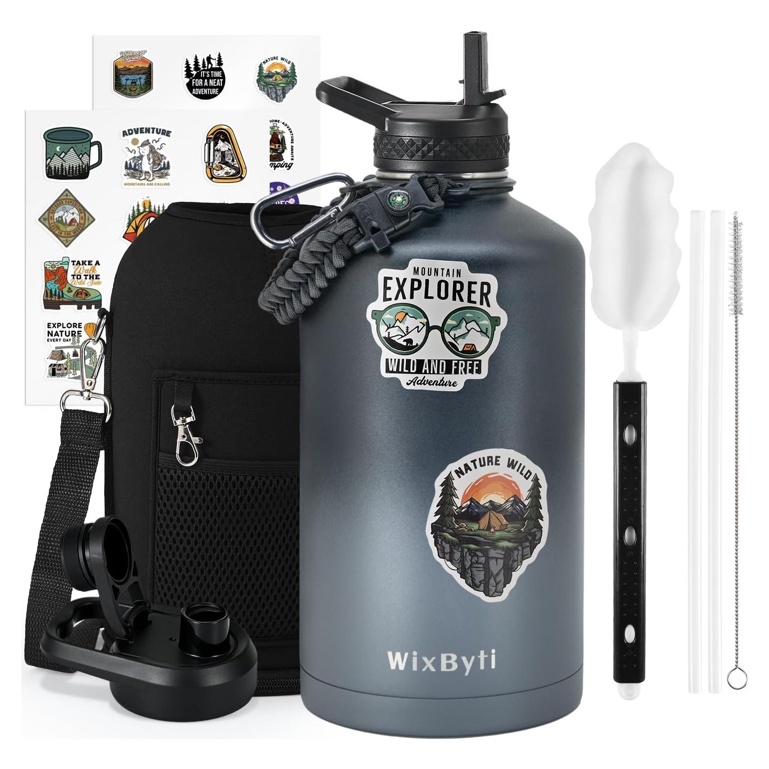 Botella de Agua Aislada WixByti 3.79L con Stickers DIY