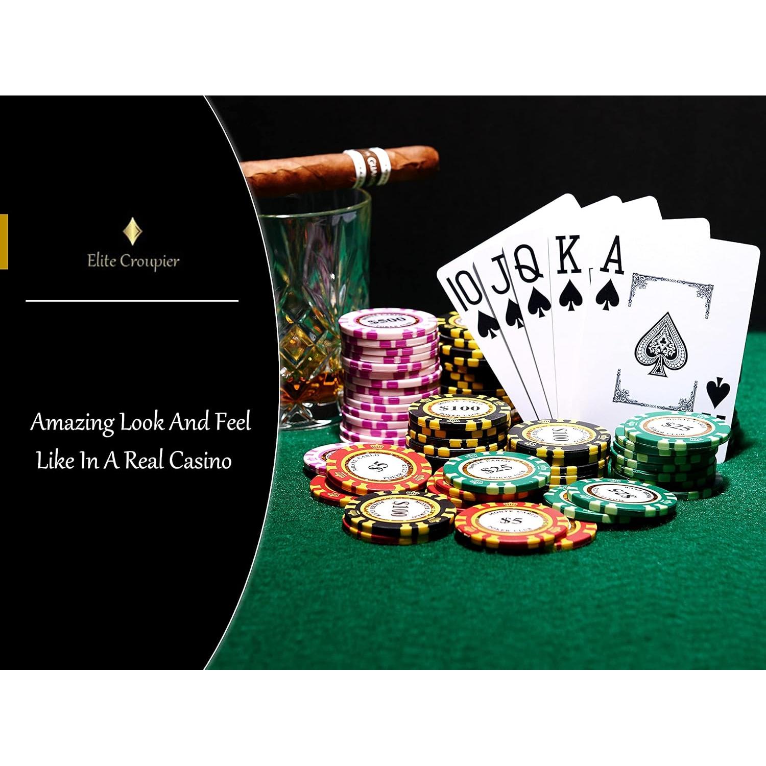Set de Póker Elite Croupier 300 Fichas Arcilla y Cartas