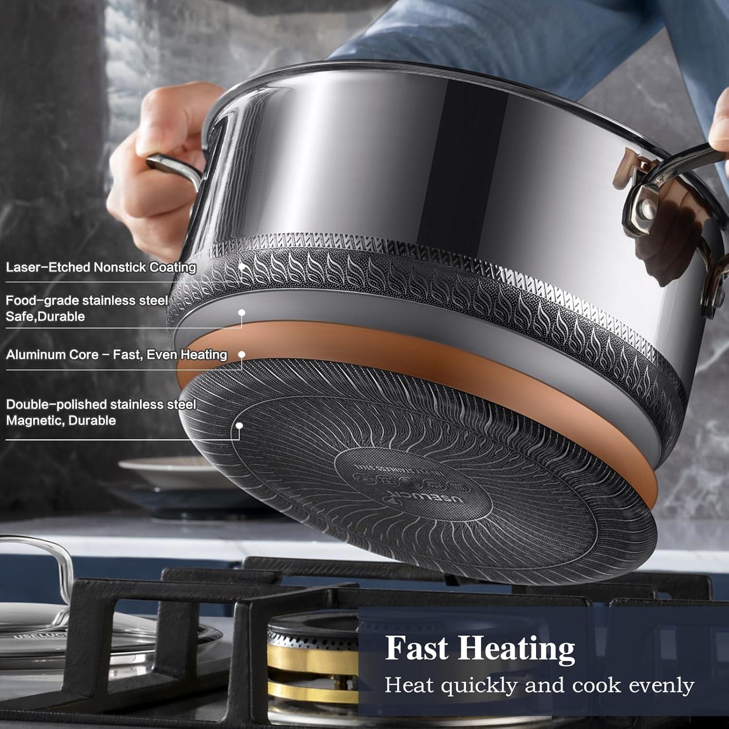 Juego de 9 Ollas Antiadherentes Useluck 5,68 kg con Tapa