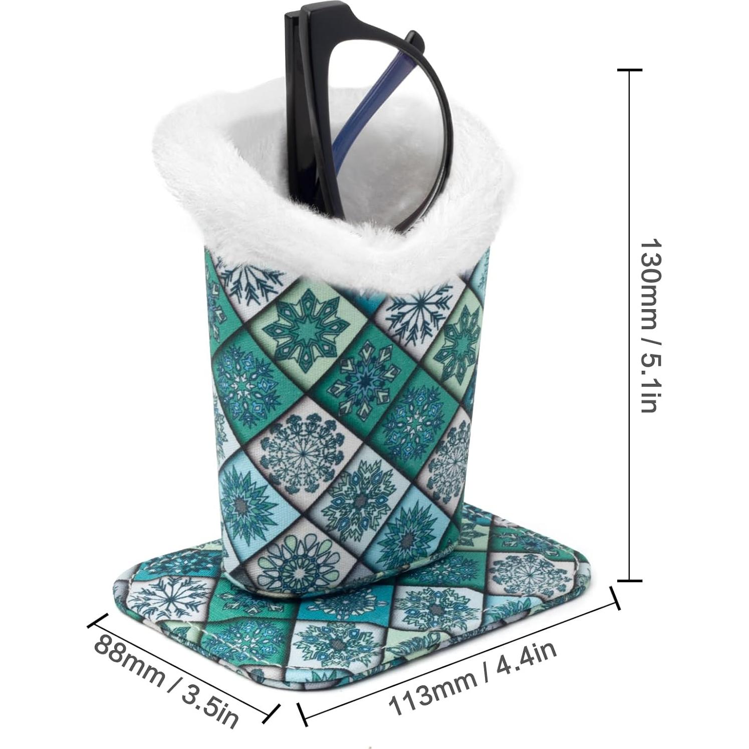 Soporte para Gafas Face Shadow Verde a Cuadros con Forro de Felpa