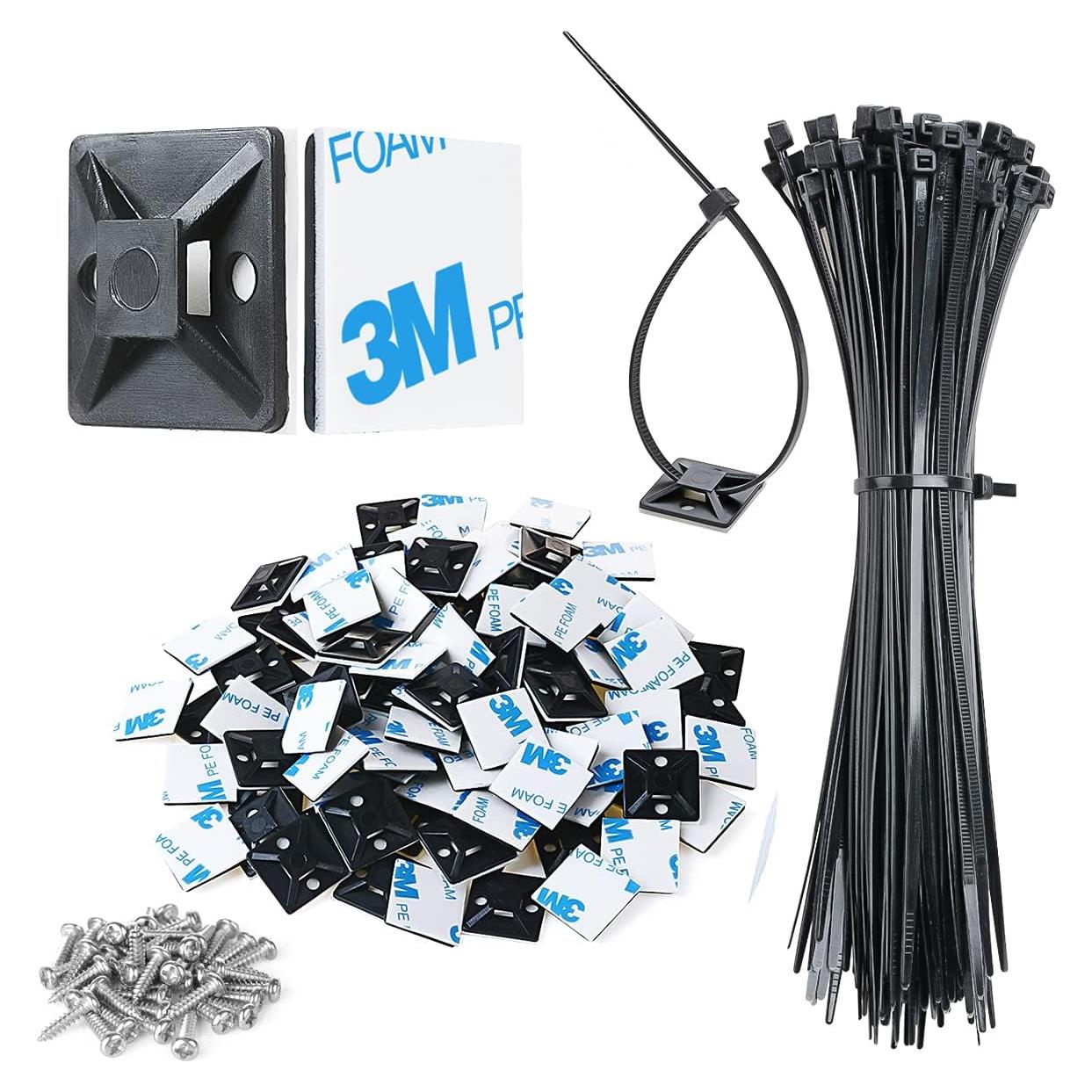 Soporte Adhesivo XHF Negro 100 Piezas Bridas 20cm