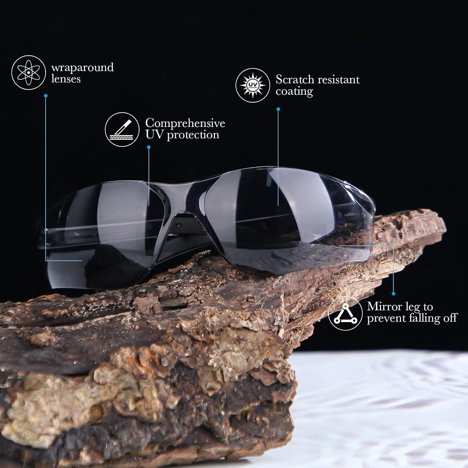 Queekay 20 Gafas de Seguridad Policarbonato UV Gris