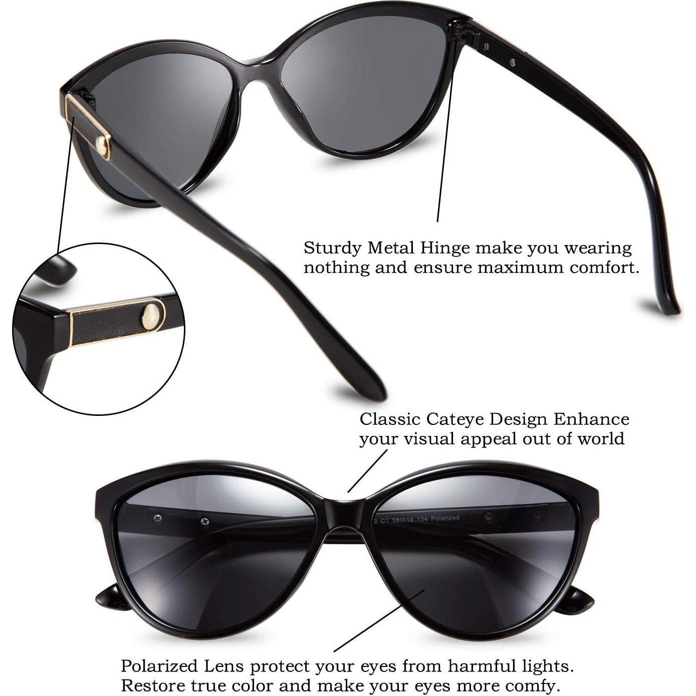 Gafas de Sol FEISEDY Cateye Polarizadas UV400 para Mujeres