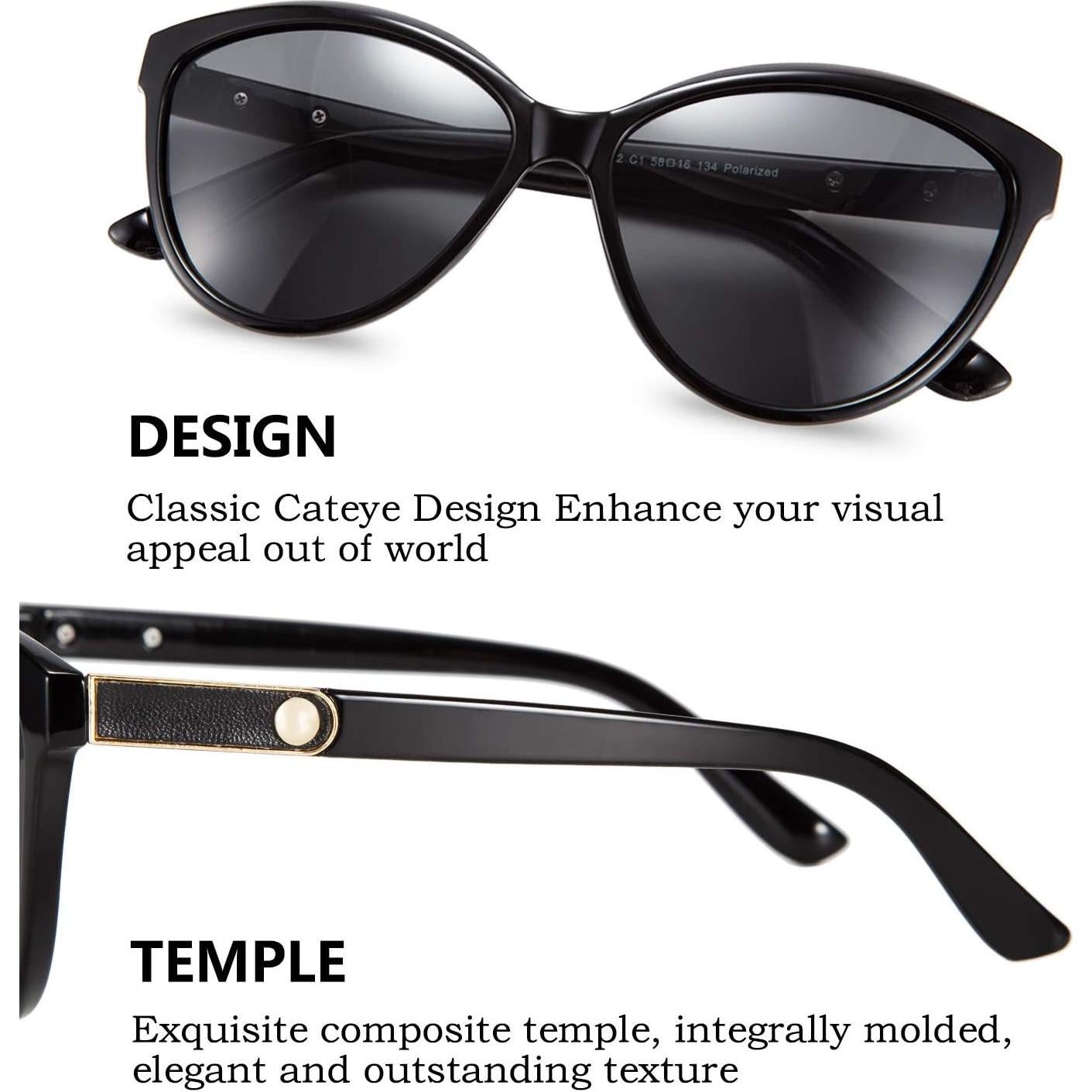 Gafas de Sol FEISEDY Cateye Polarizadas UV400 para Mujeres