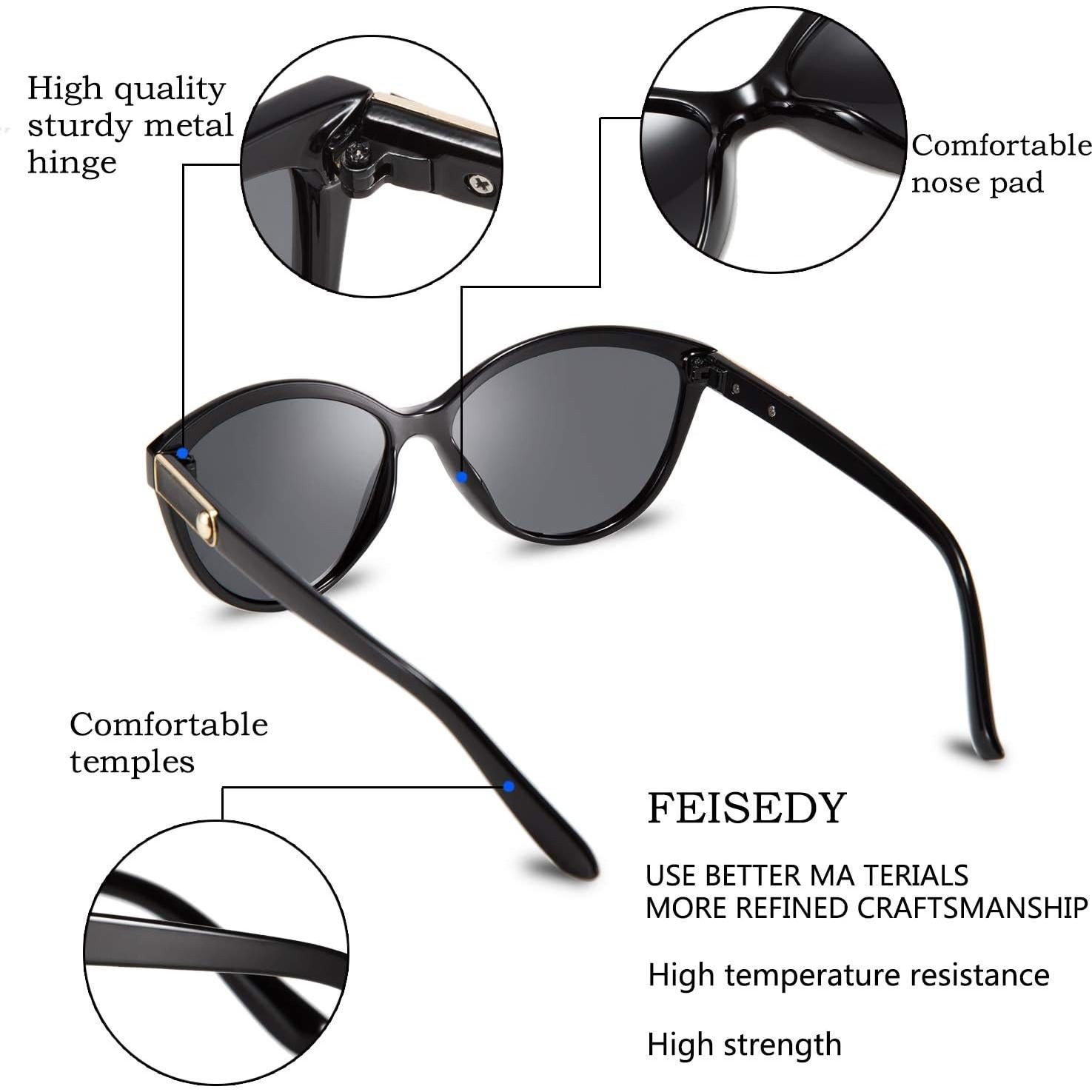 Gafas de Sol FEISEDY Cateye Polarizadas UV400 para Mujeres