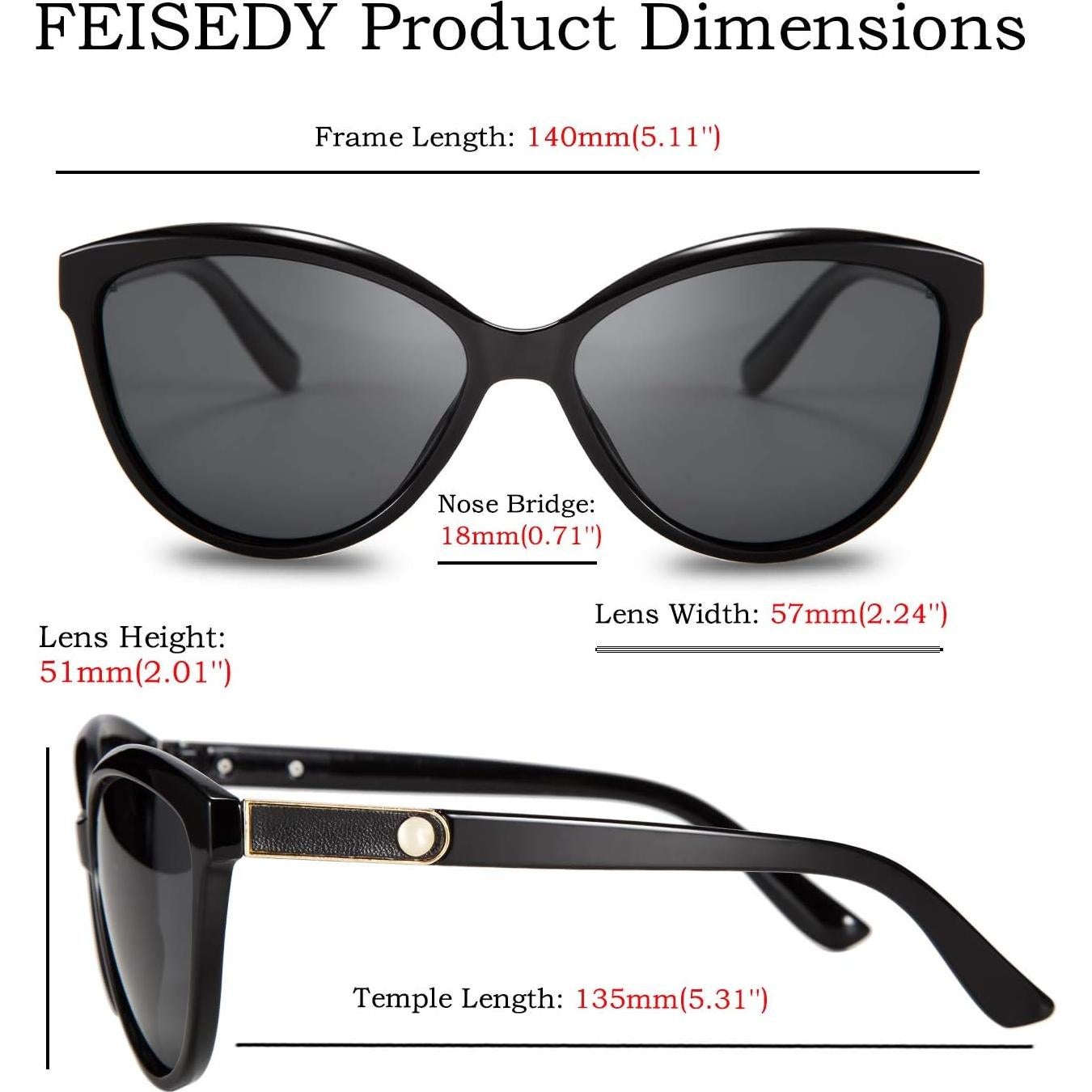 Gafas de Sol FEISEDY Cateye Polarizadas UV400 para Mujeres