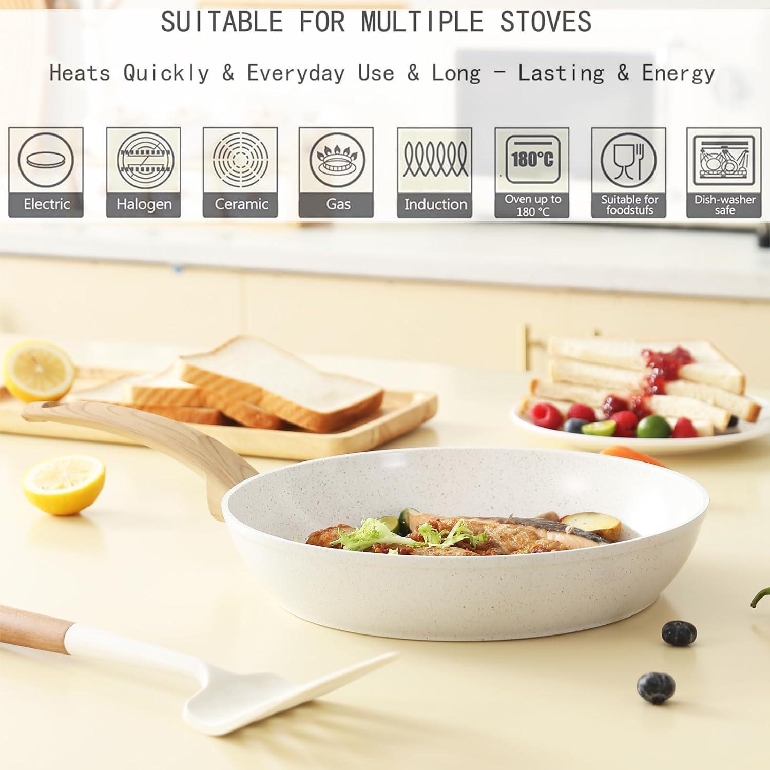 Juego de Ollas y Sartenes Vkoocy Cerámica 6 Piezas Antiadherente