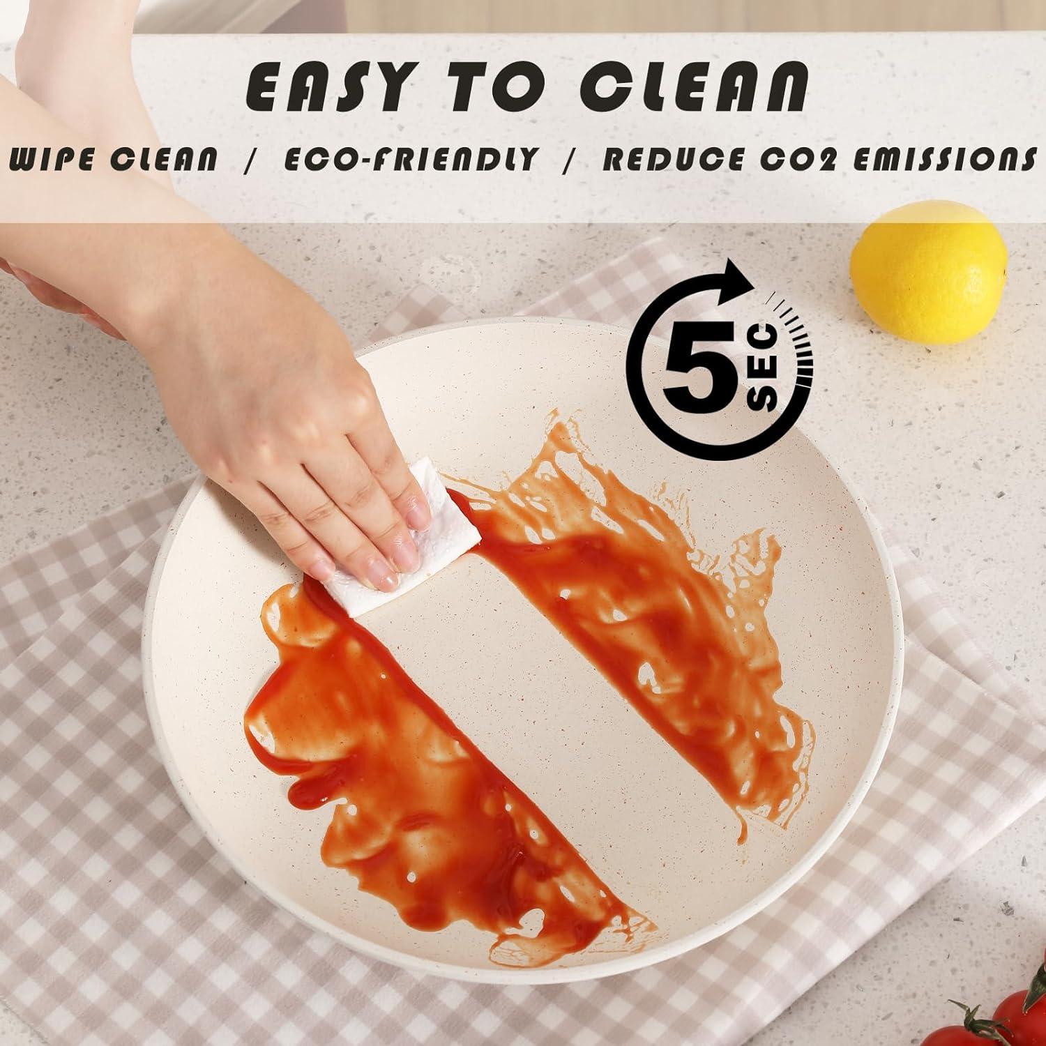 Juego de Ollas y Sartenes Vkoocy Cerámica 6 Piezas Antiadherente