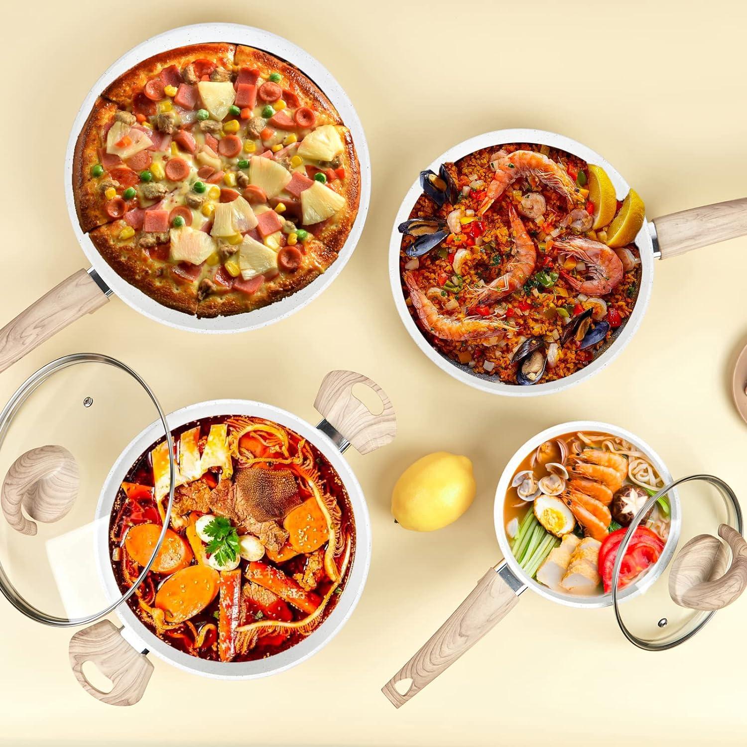 Juego de Ollas y Sartenes Vkoocy Cerámica 6 Piezas Antiadherente