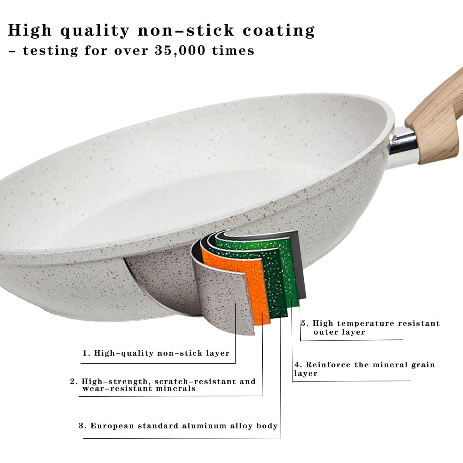 Juego de Ollas y Sartenes Vkoocy Cerámica 6 Piezas Antiadherente