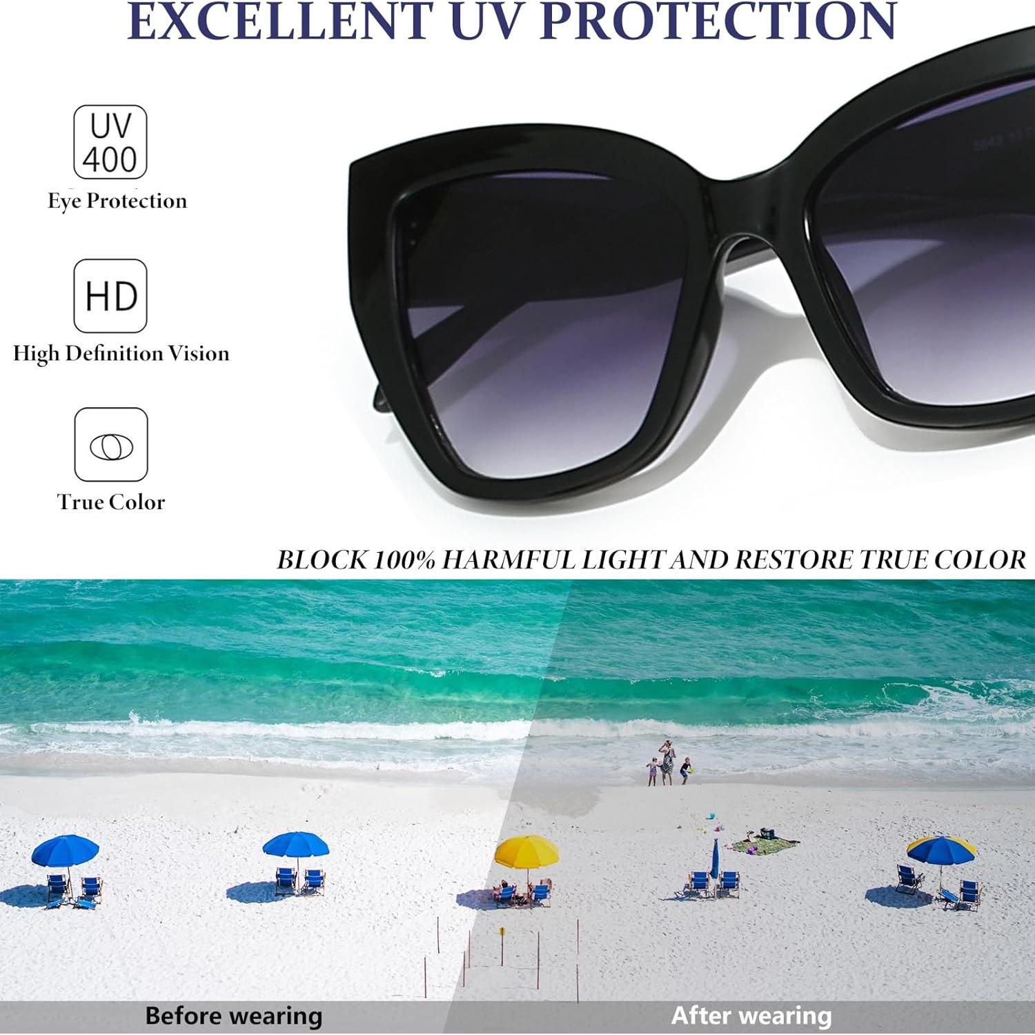 Gafas de sol estilo gato BRMHDY UV400 para mujeres - Negro