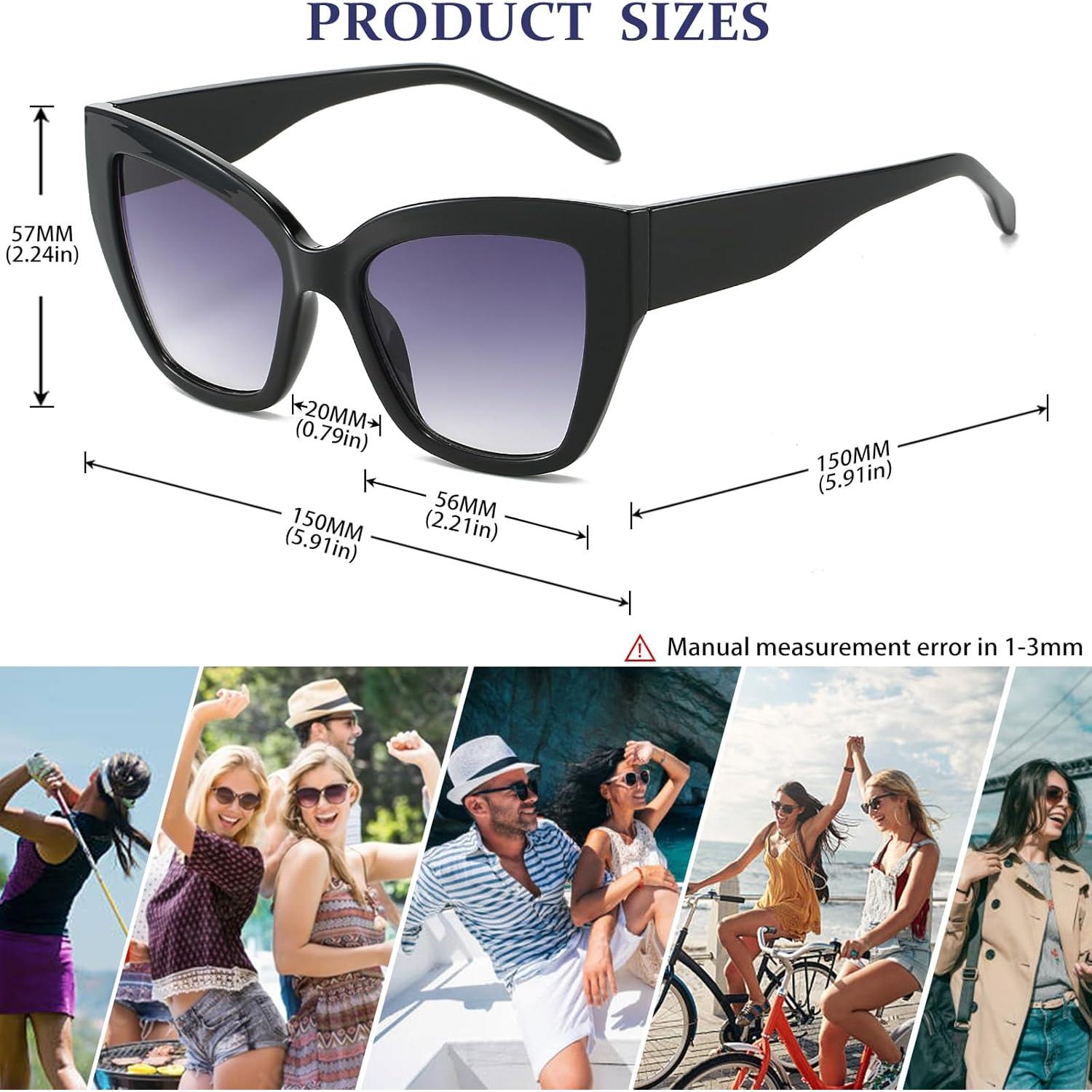 Gafas de sol estilo gato BRMHDY UV400 para mujeres - Negro