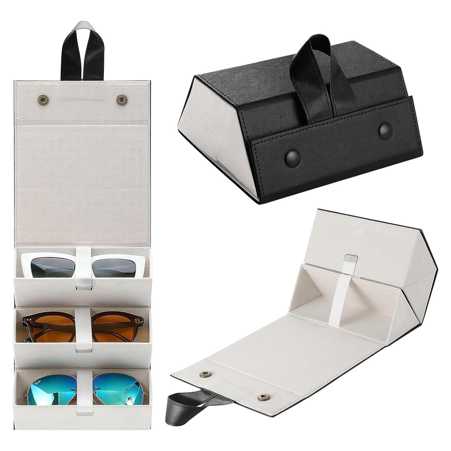 Estuche Organizador de Gafas MoKo 3 Compartimentos Plegable Negro