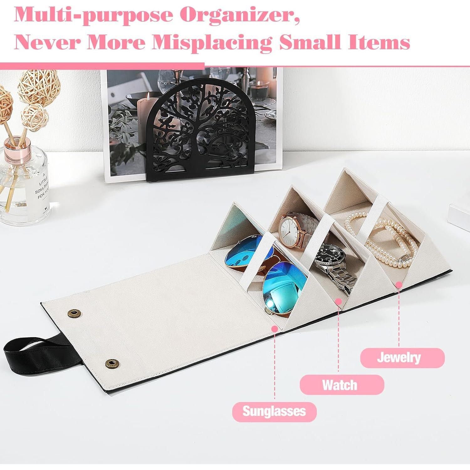 Estuche Organizador de Gafas MoKo 3 Compartimentos Plegable Negro