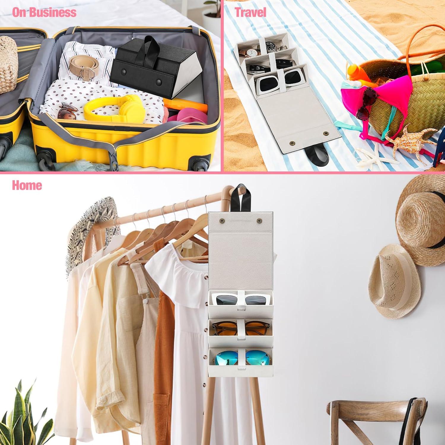 Estuche Organizador de Gafas MoKo 3 Compartimentos Plegable Negro