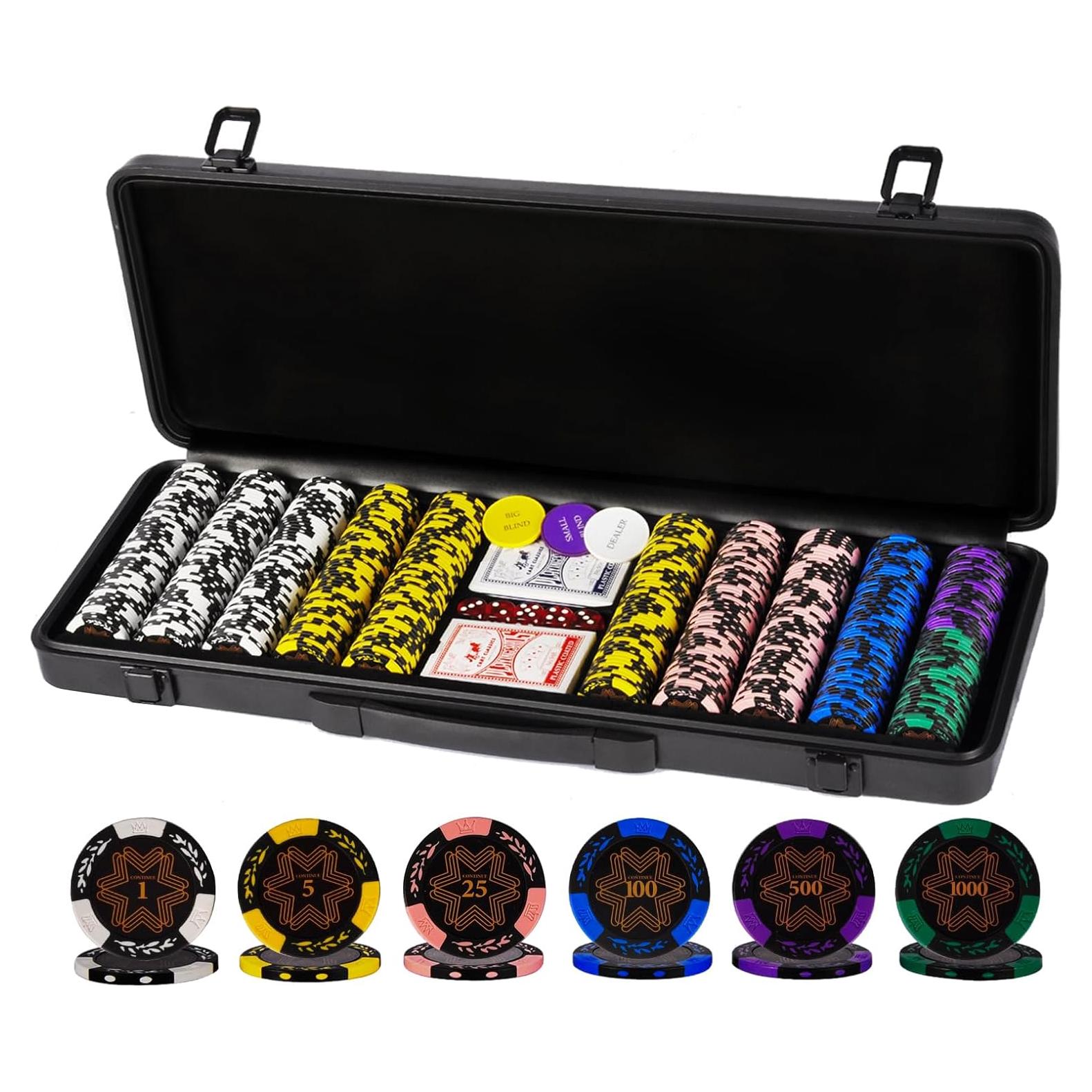 Set de Fichas de Póker CONTINUE 500 Fichas 40mm