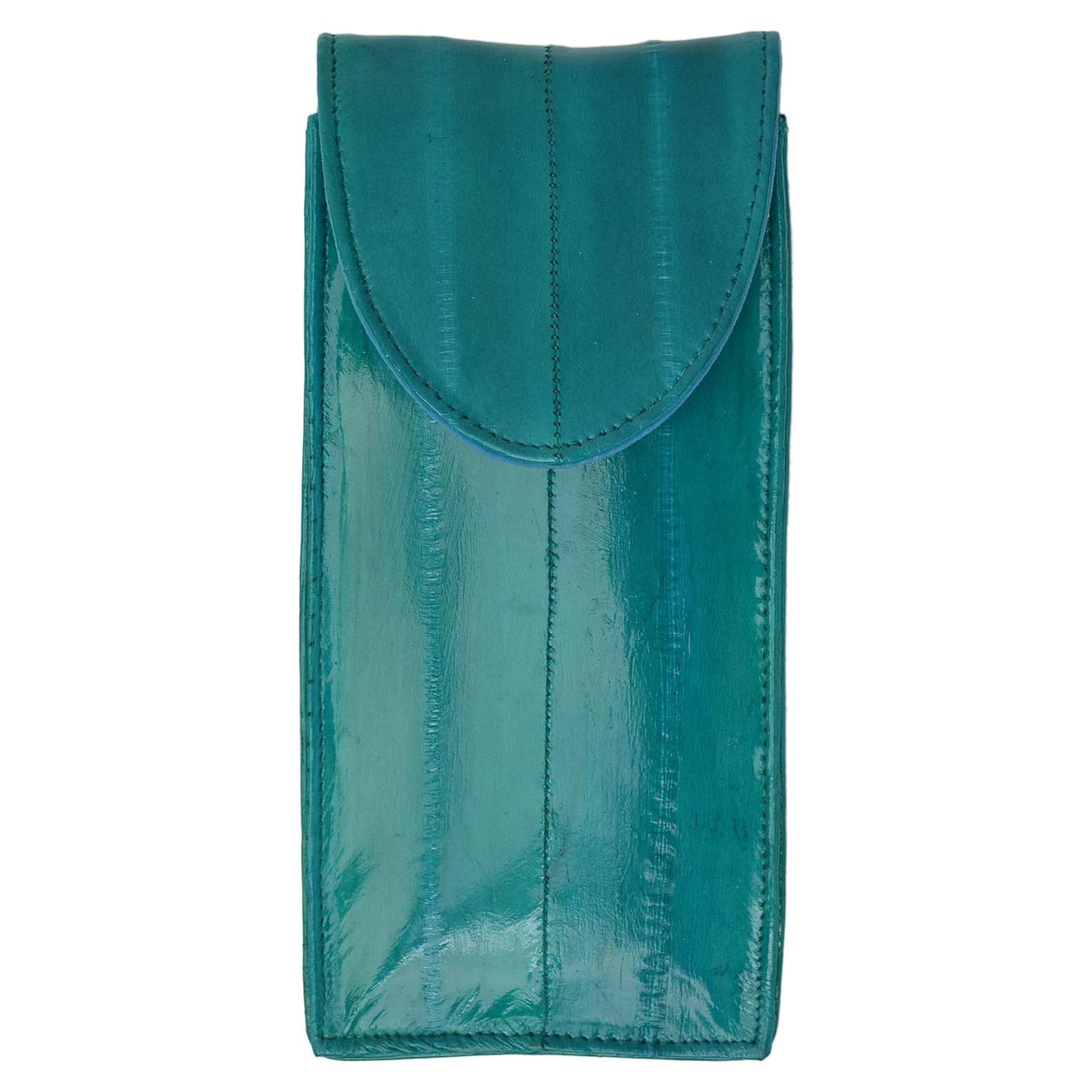 Estuche para Gafas de Piel de Anguila Marshal E508 Azul Bebé