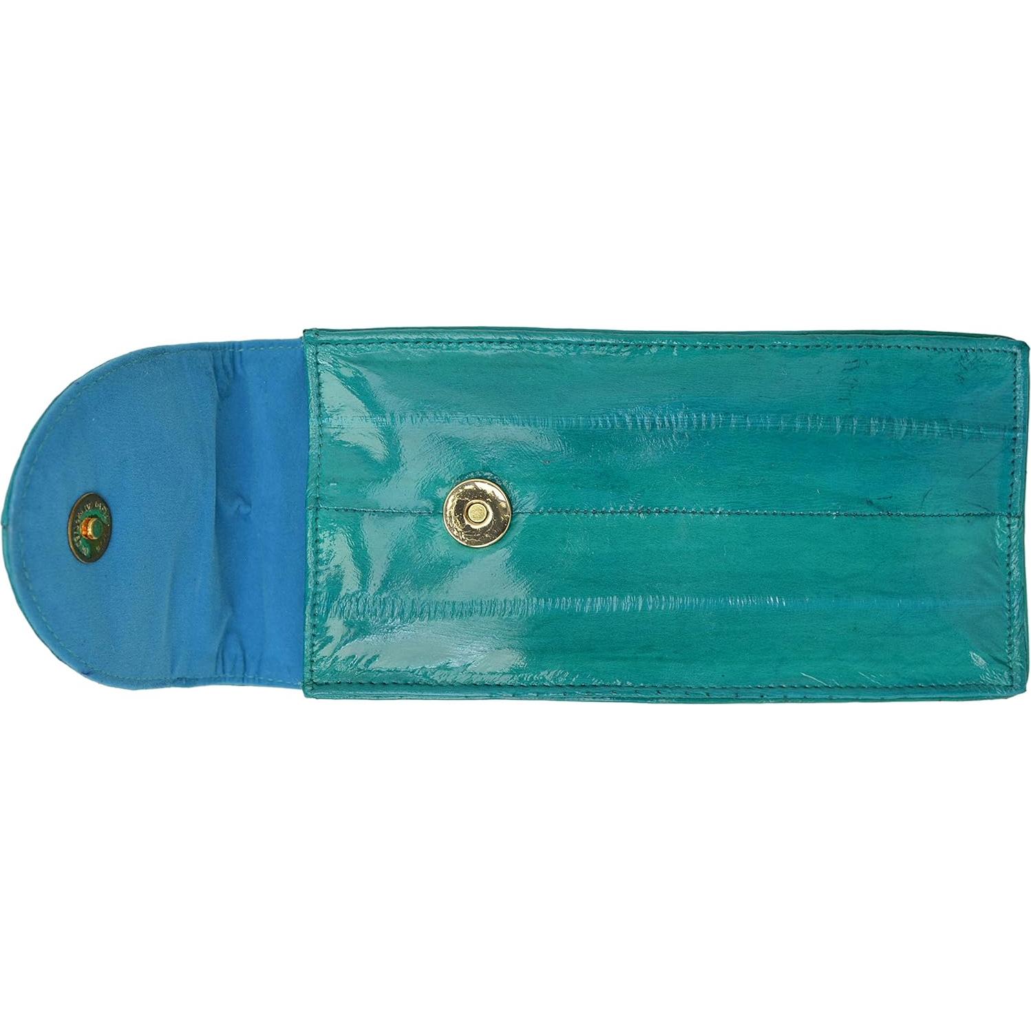 Estuche para Gafas de Piel de Anguila Marshal E508 Azul Bebé
