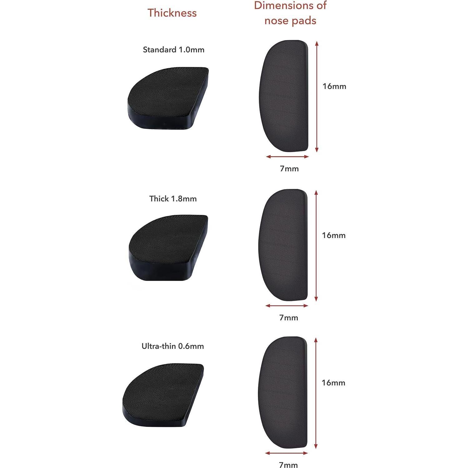 Setex Almohadillas Antideslizantes para Gafas 0.6mm - 5 Pares Negros