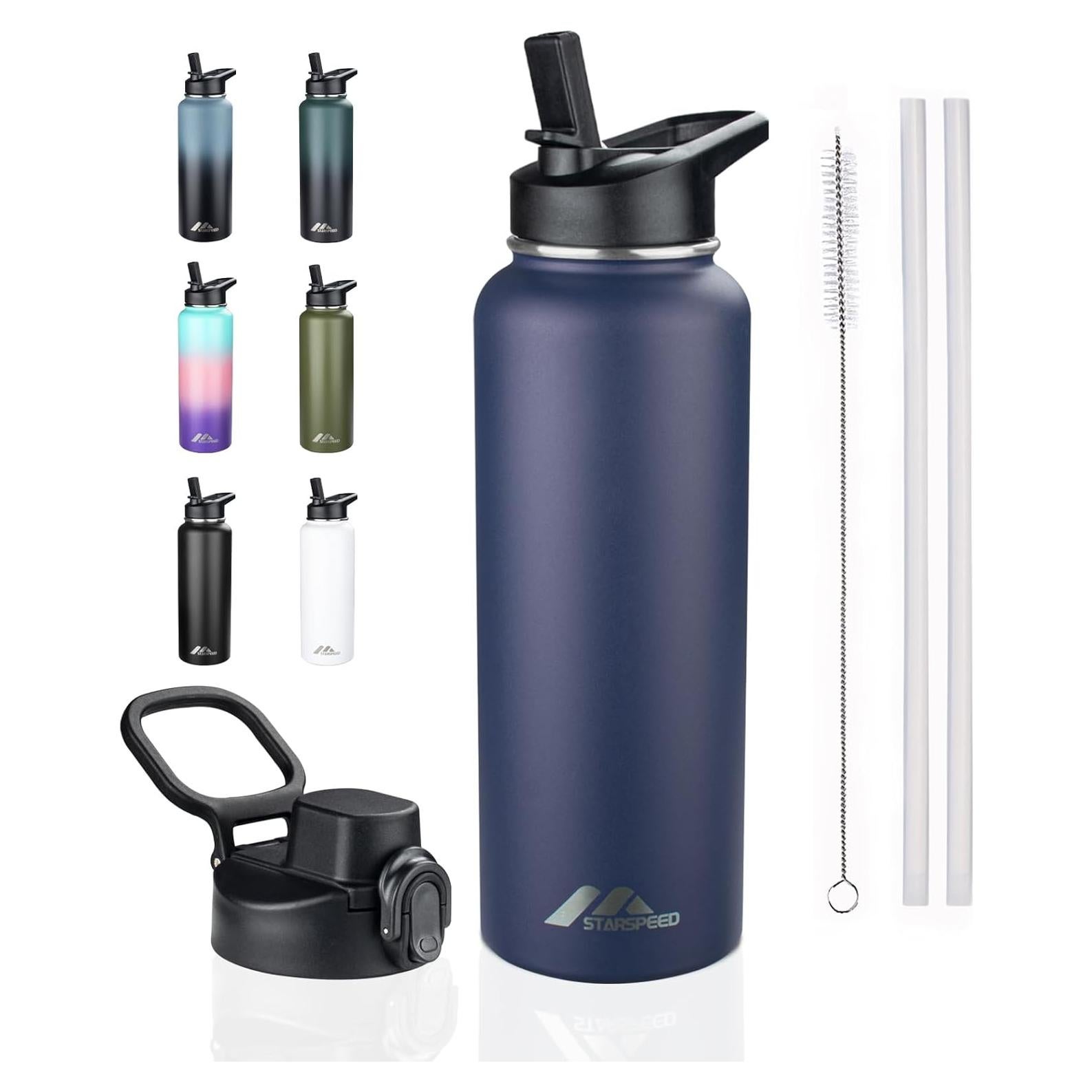 Botella de Agua Aislada StarSpeed 1.18L con 2 Tapas Azul