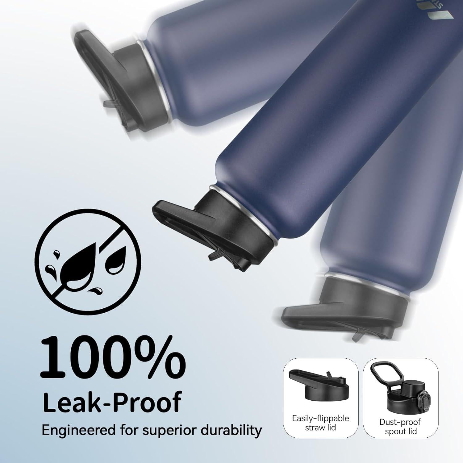 Botella de Agua Aislada StarSpeed 1.18L con 2 Tapas Azul