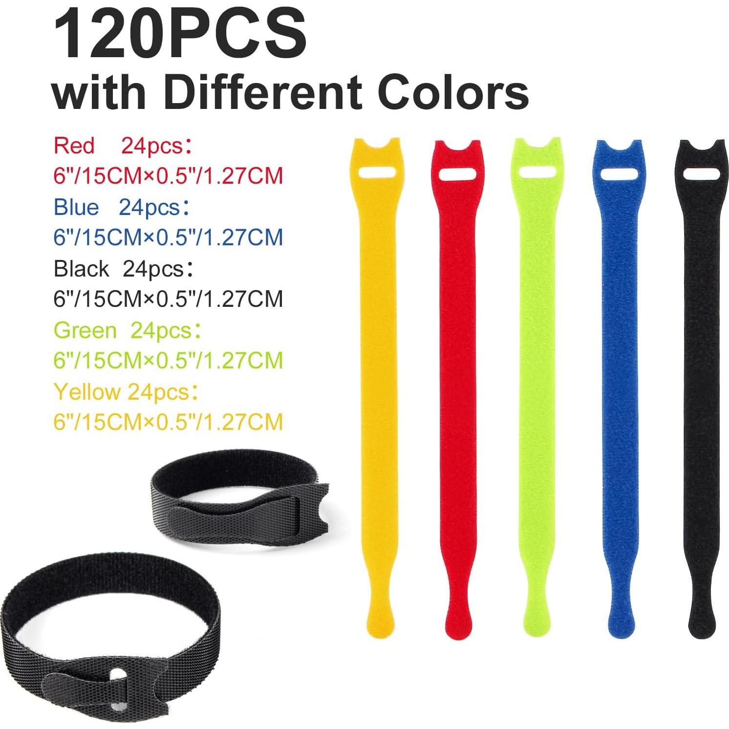 Organizador de Cables OneLeaf 120 Piezas 15,24 cm 5 Colores