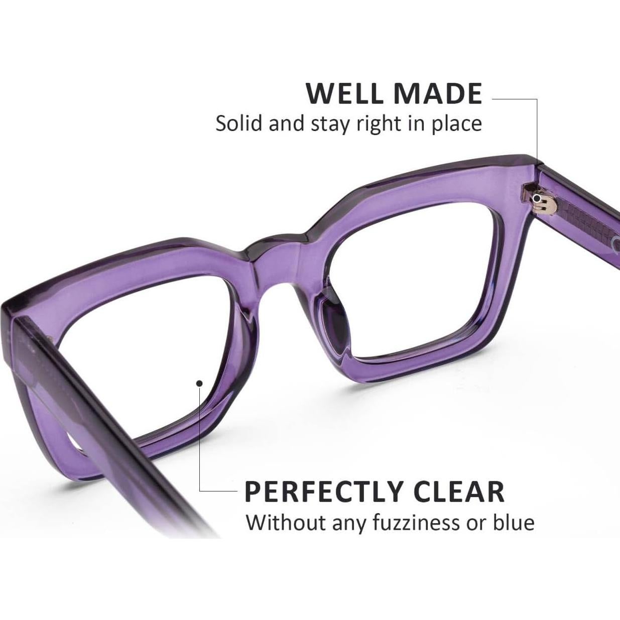 Gafas de Lectura AQWANO para Mujeres 2.25x Filtro Luz Azul Púrpura