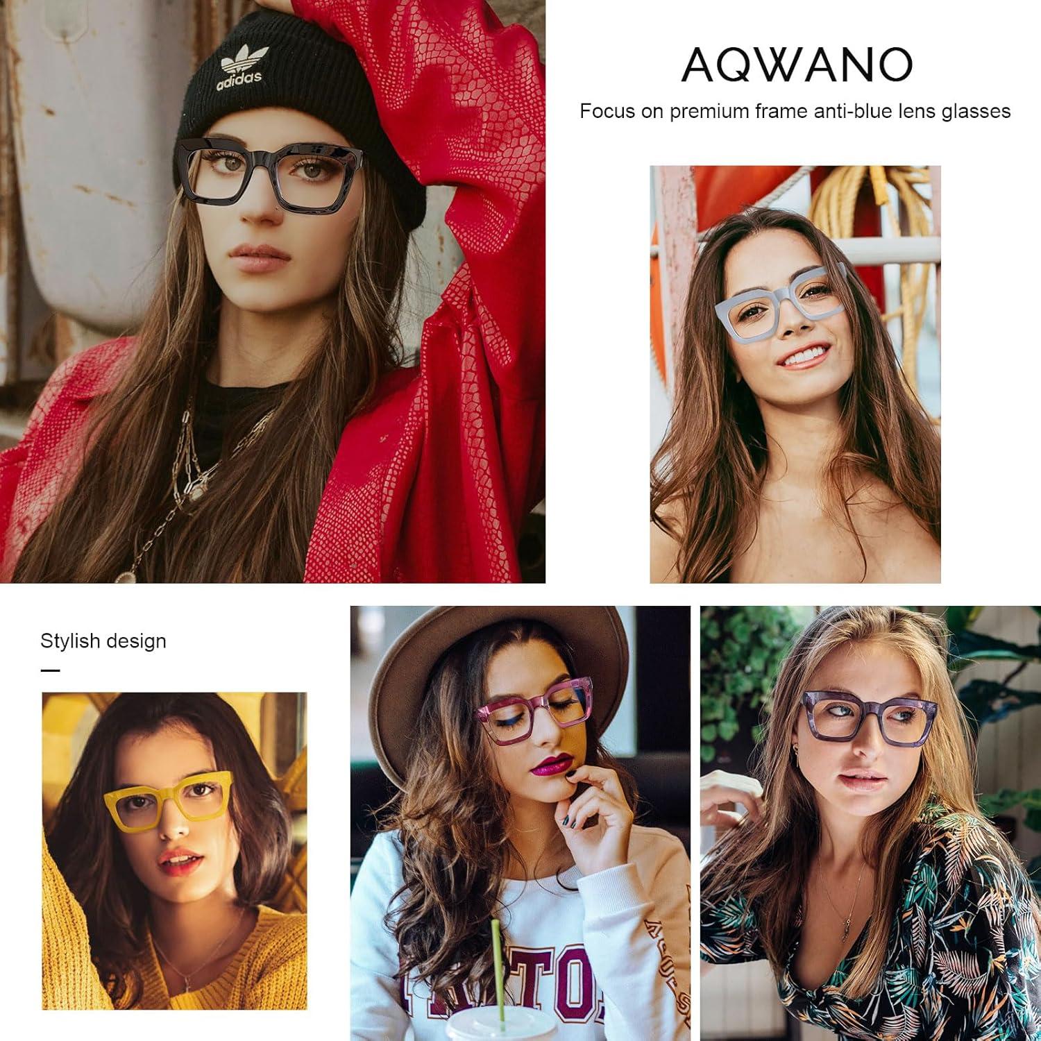 Gafas de Lectura AQWANO para Mujeres Cuadradas con Luz Azul
