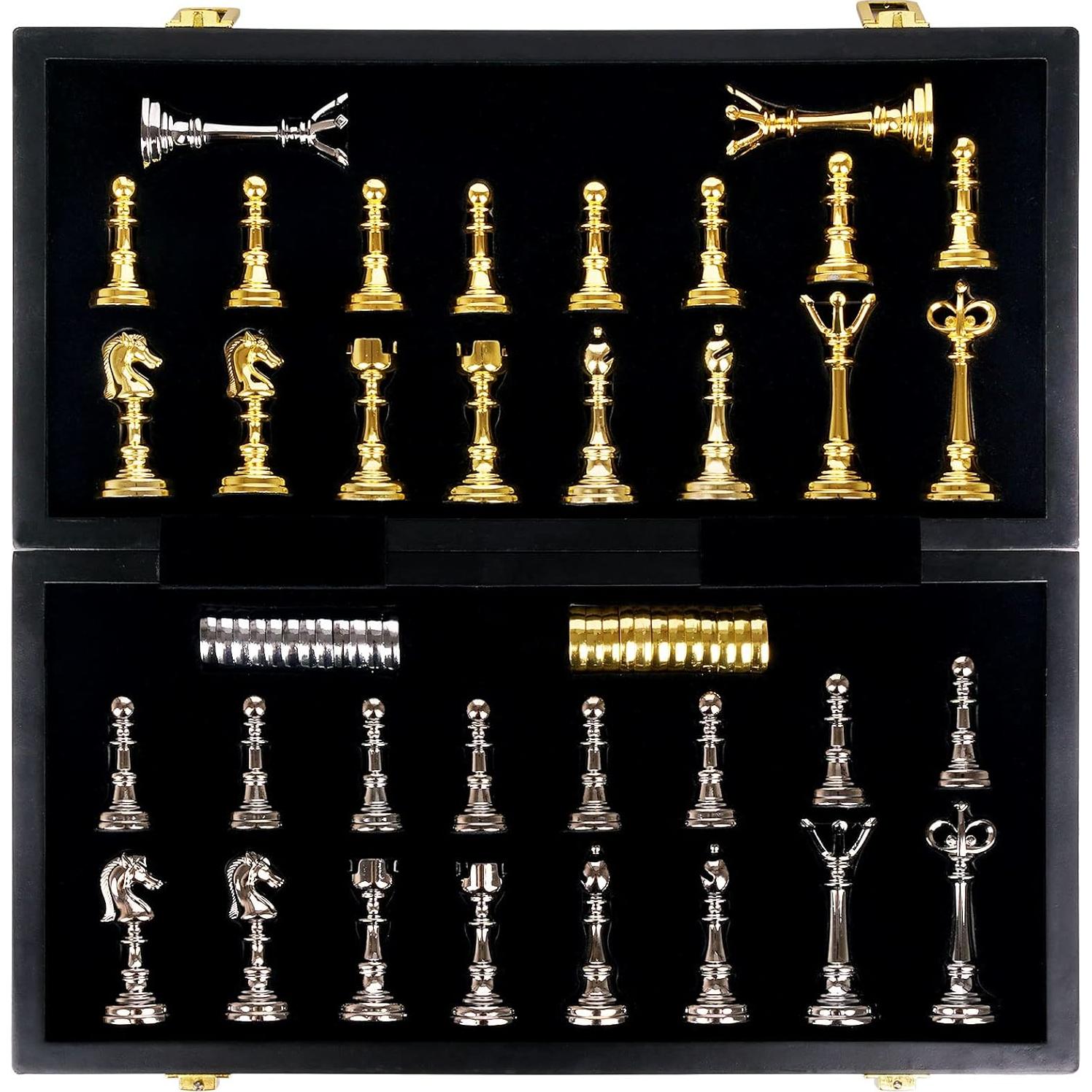 Juego de Ajedrez y Damas Kvintes 38 cm Plegable Metal