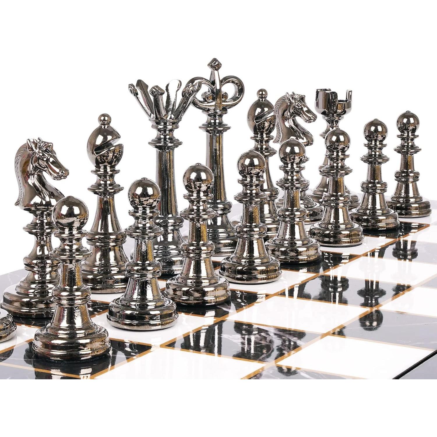 Juego de Ajedrez y Damas Kvintes 38 cm Plegable Metal