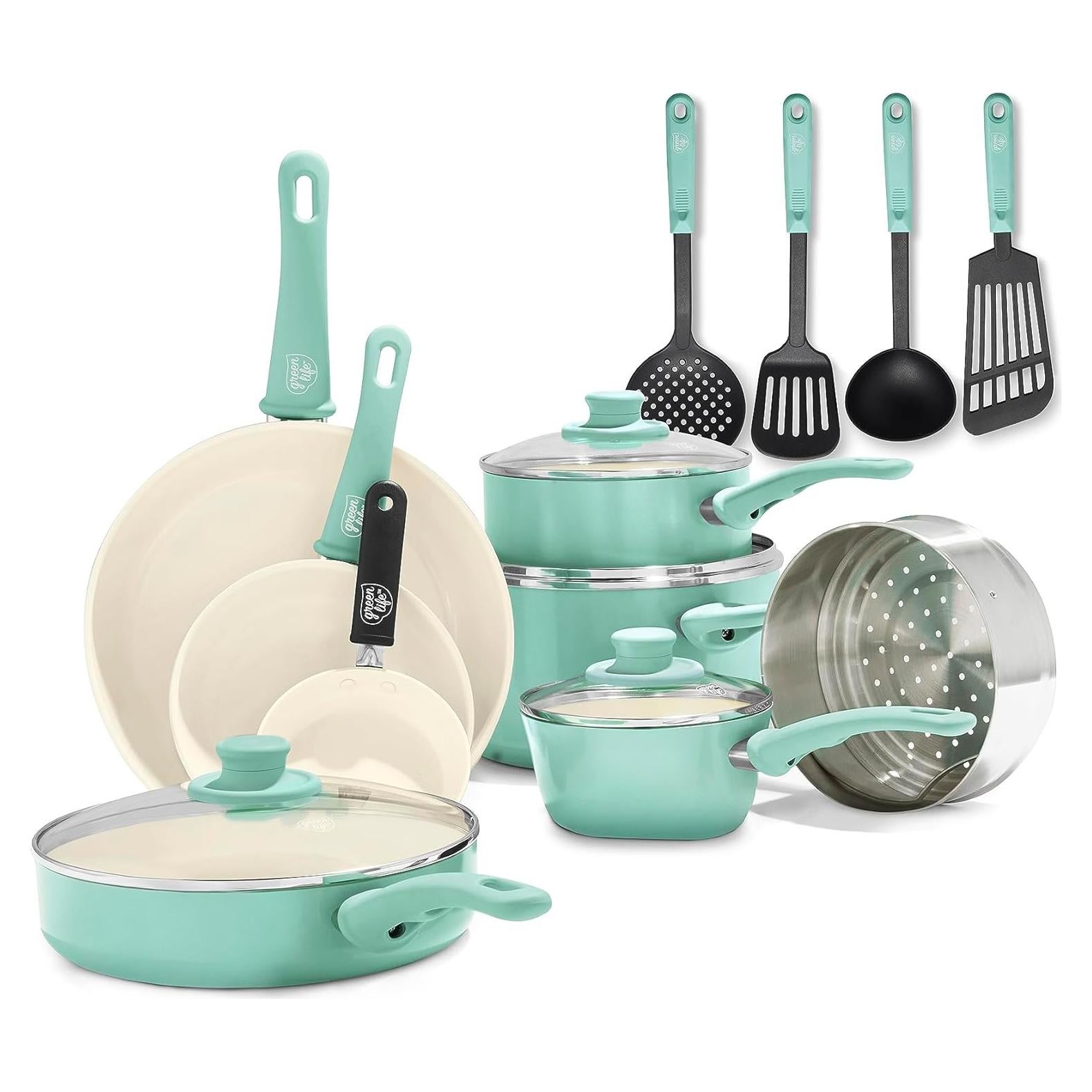 Juego de Utensilios de Cocina GreenLife 16 Piezas Cerámica