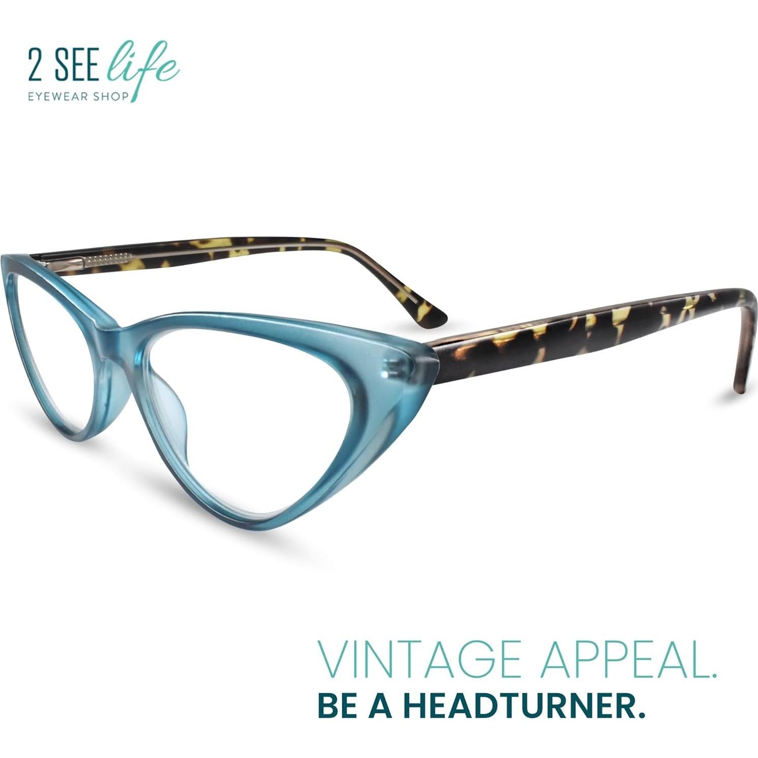 Gafas de Lectura Cat Eye 2SeeLife Azul Aqua 1.0x Lentes Premium