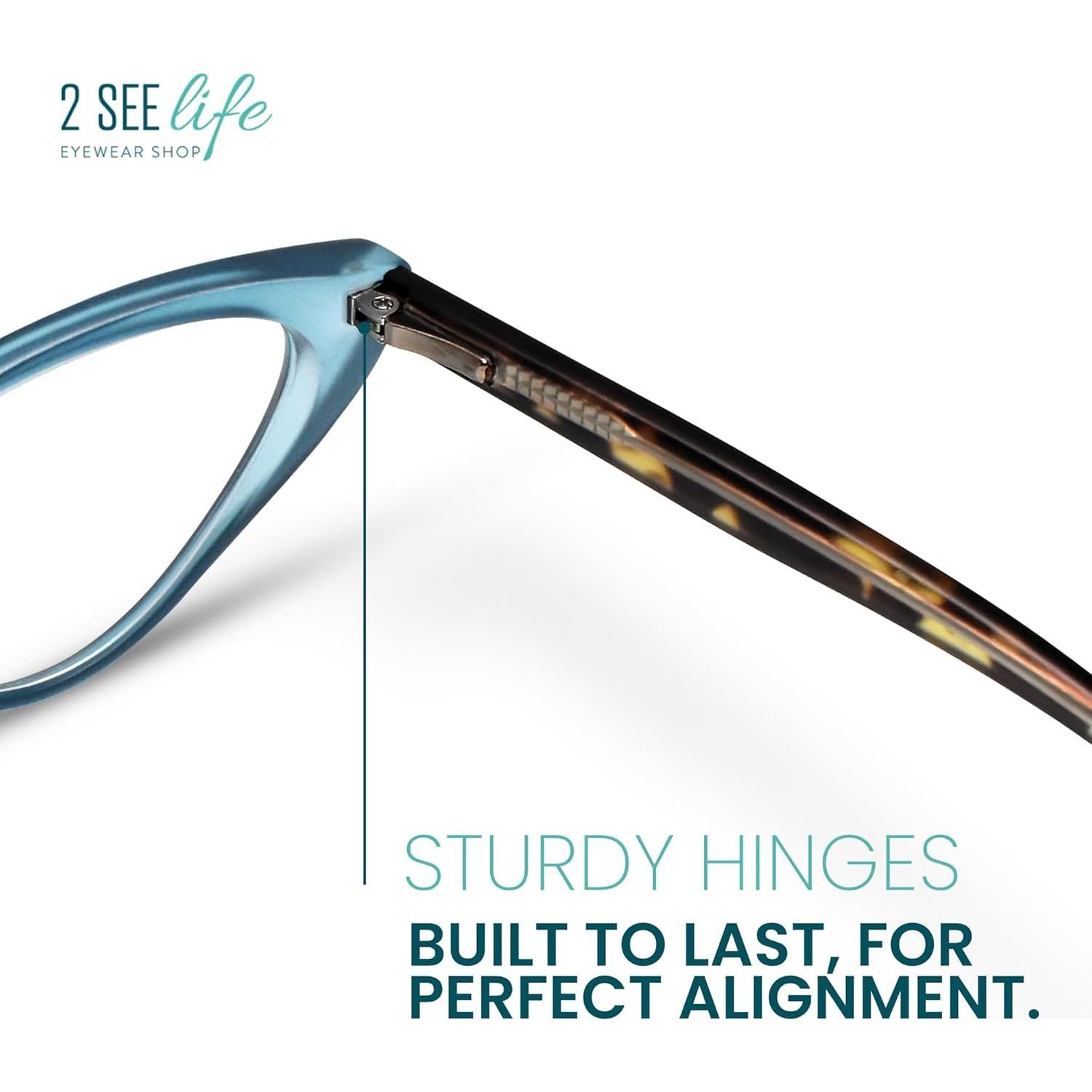Gafas de Lectura Cat Eye 2SeeLife Azul Aqua 1.0x Lentes Premium