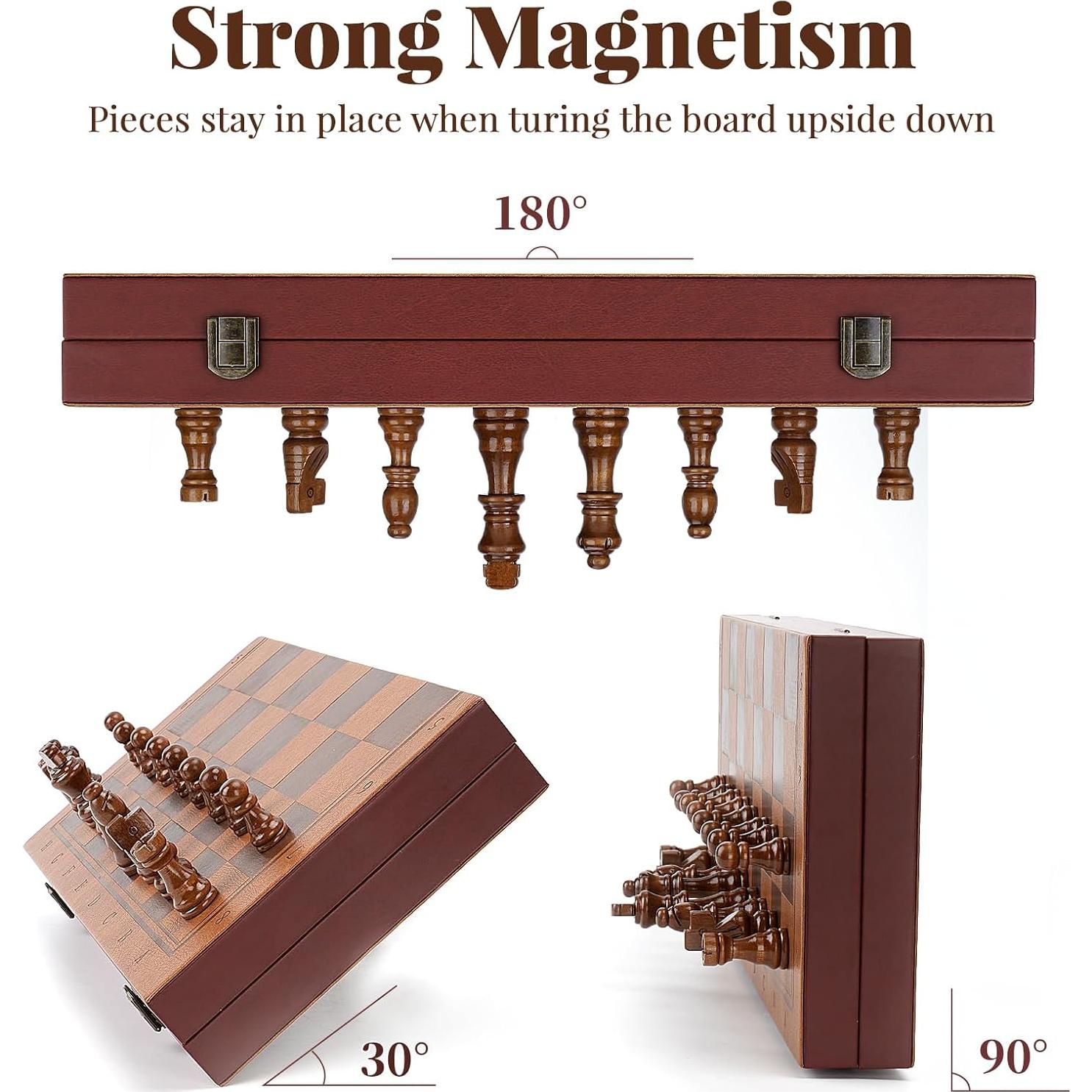 Juego de Ajedrez Magnético Vahome 39.12 cm Piezas de Madera