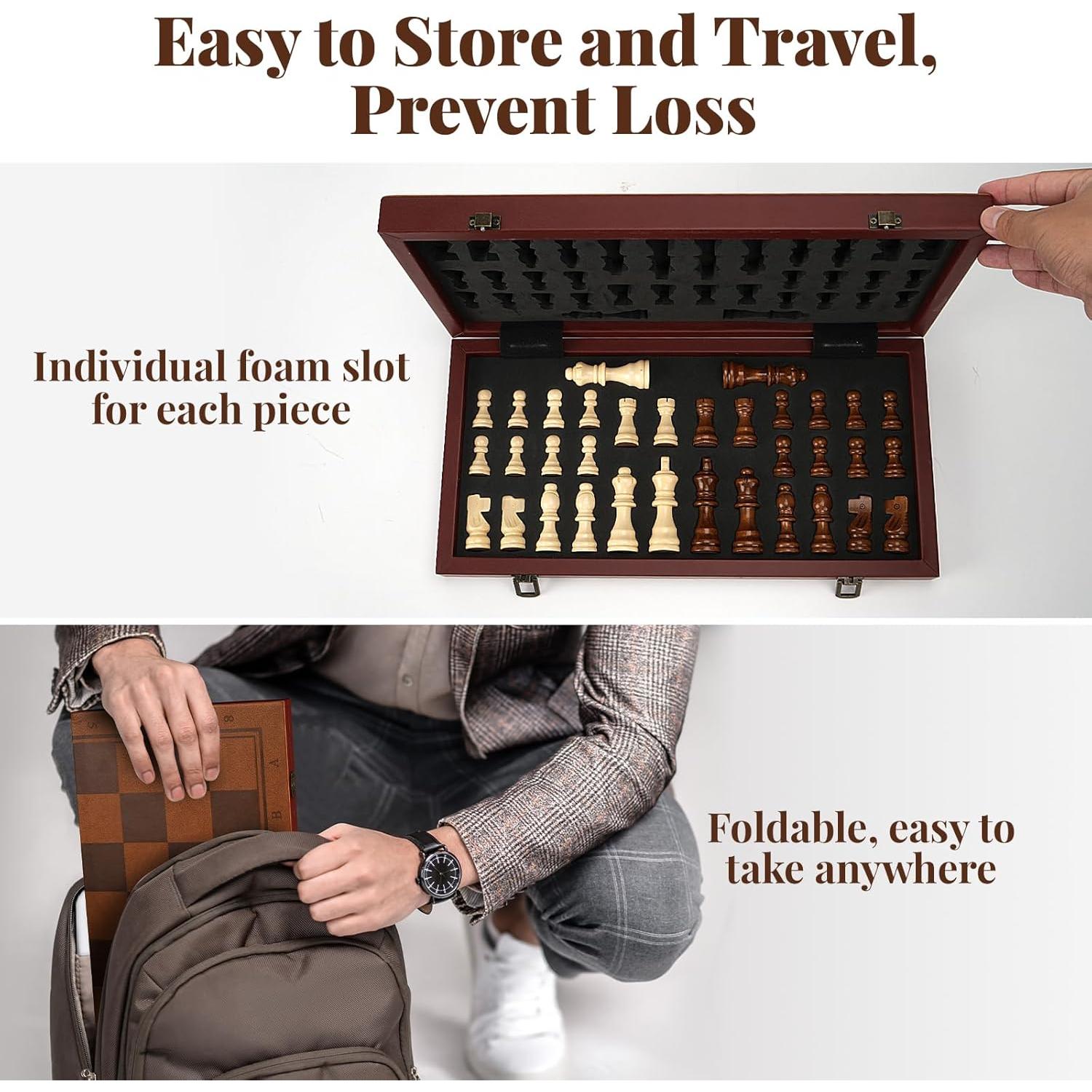 Juego de Ajedrez Magnético Vahome 39.12 cm Piezas de Madera