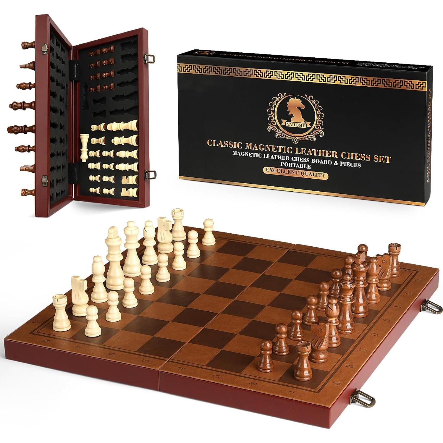 Juego de Ajedrez Magnético Vahome 39.12 cm Piezas de Madera