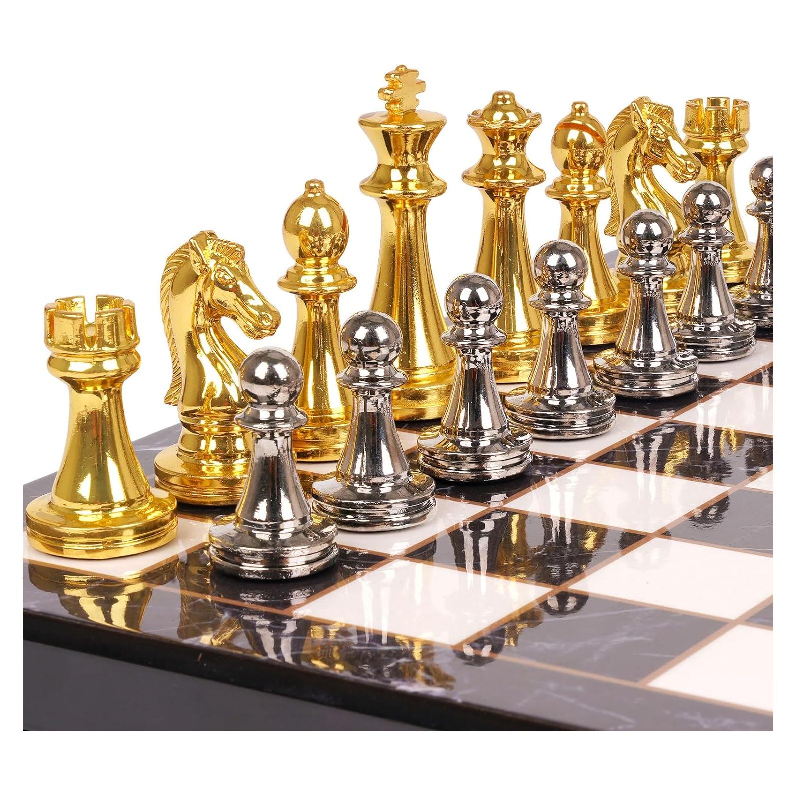 Juego de Ajedrez de Metal Agirlgle 29x29 cm con Piezas de Cromo