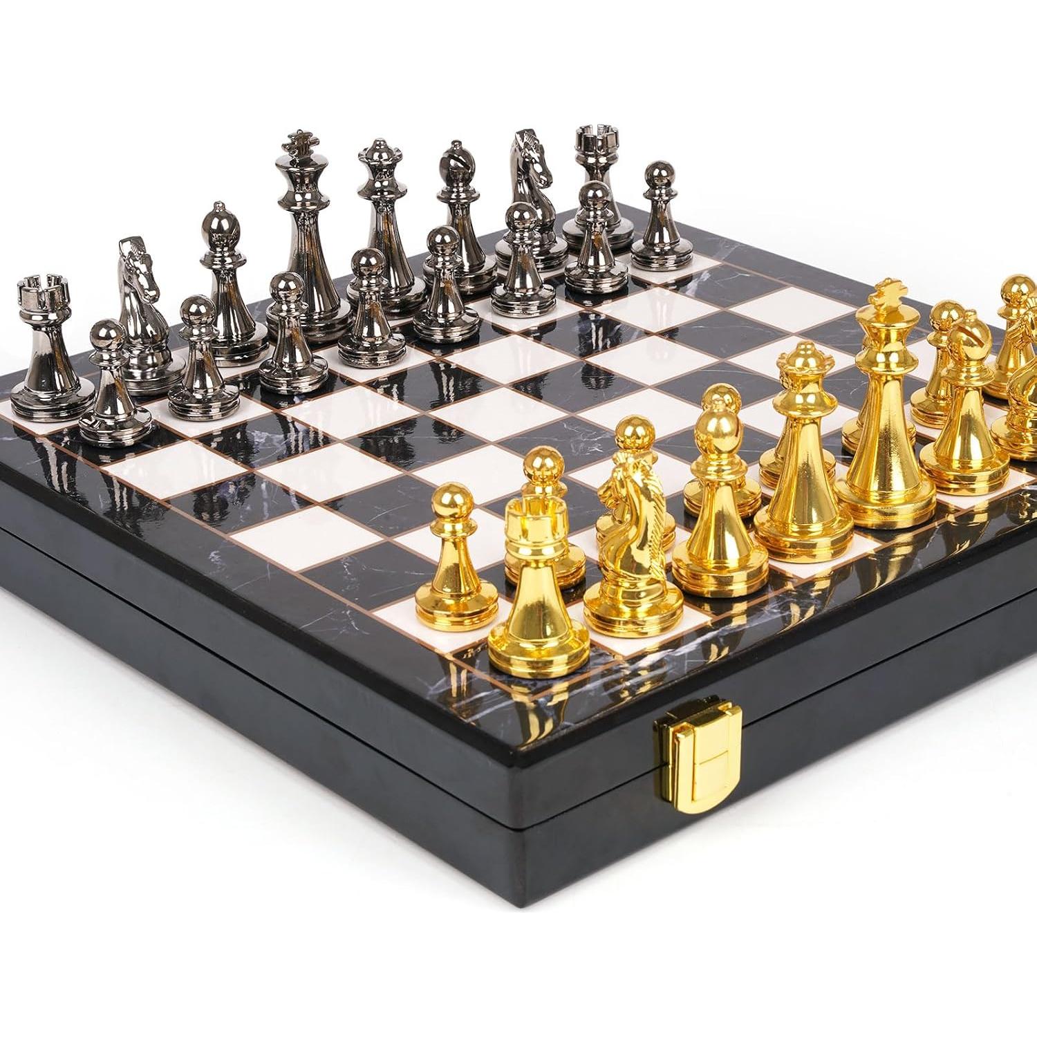 Juego de Ajedrez de Metal Agirlgle 29x29 cm con Piezas de Cromo