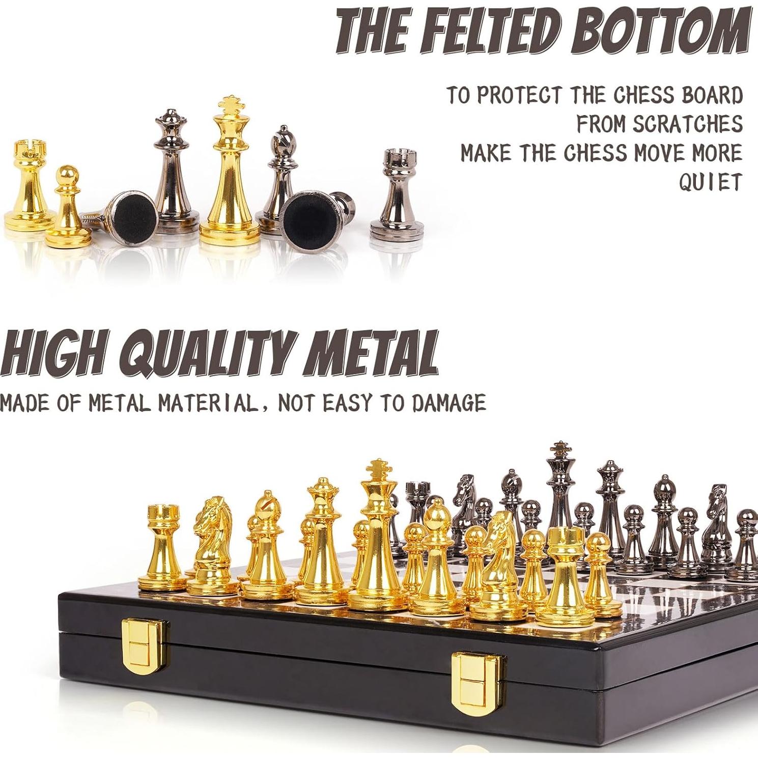 Juego de Ajedrez de Metal Agirlgle 29x29 cm con Piezas de Cromo