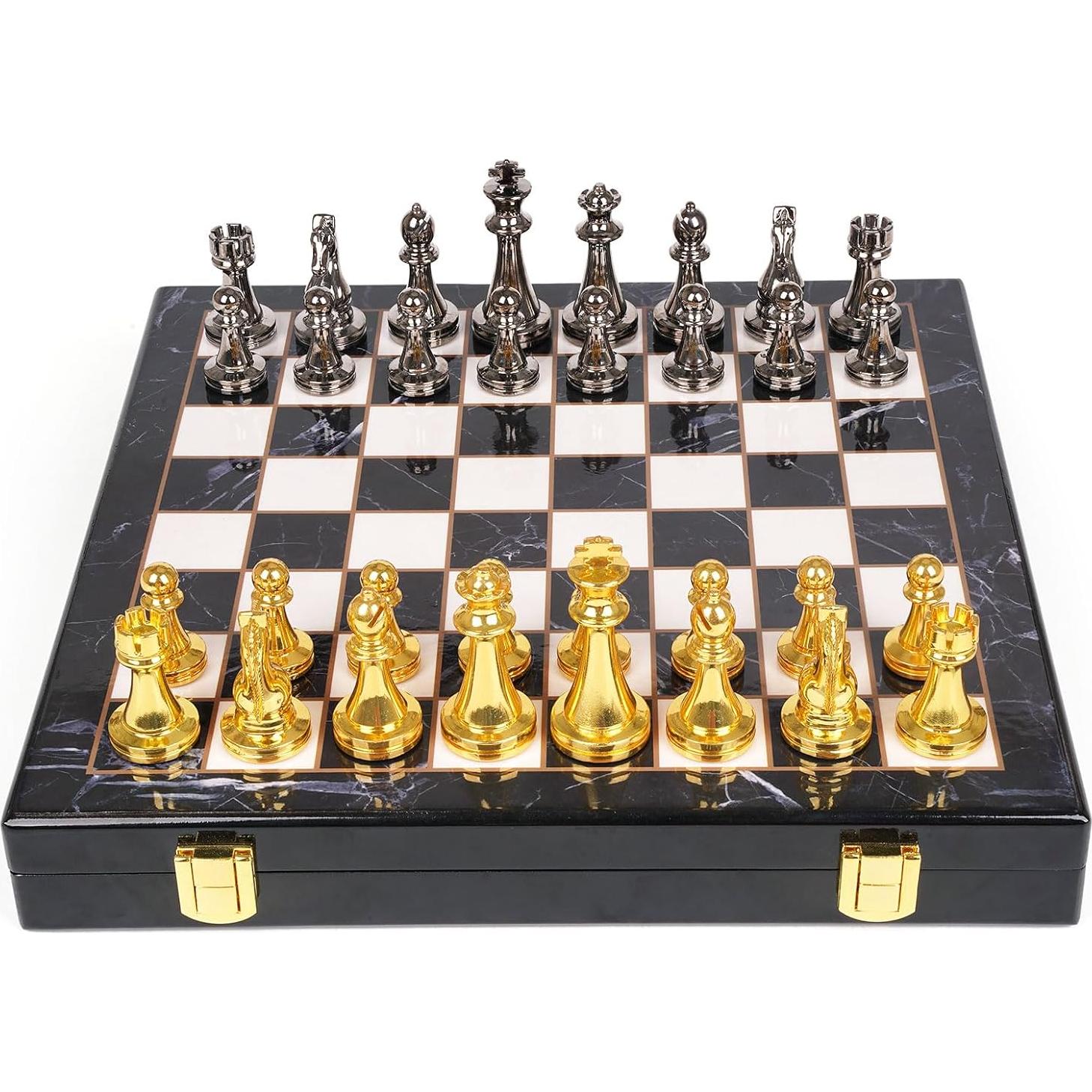 Juego de Ajedrez de Metal Agirlgle 29x29 cm con Piezas de Cromo