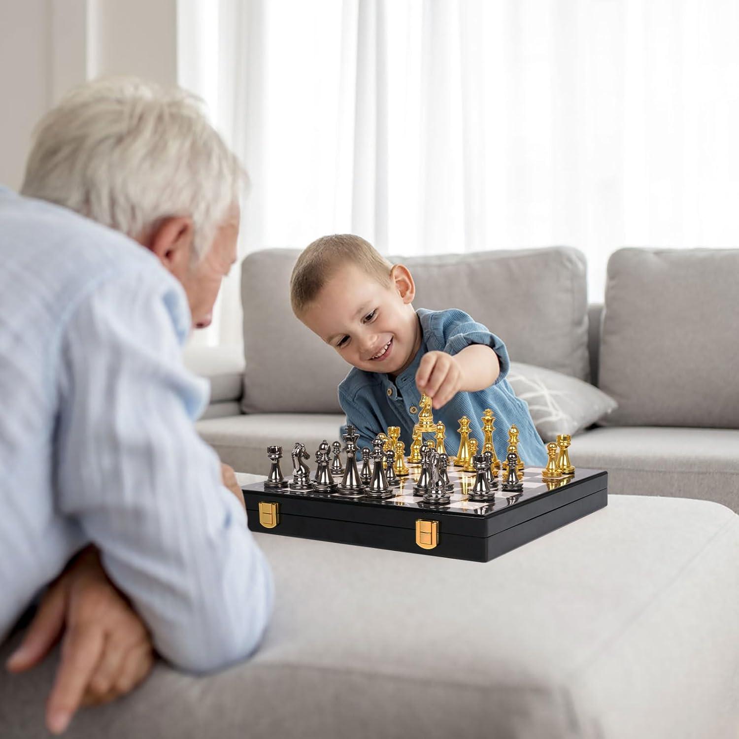 Juego de Ajedrez de Metal Agirlgle 29x29 cm con Piezas de Cromo