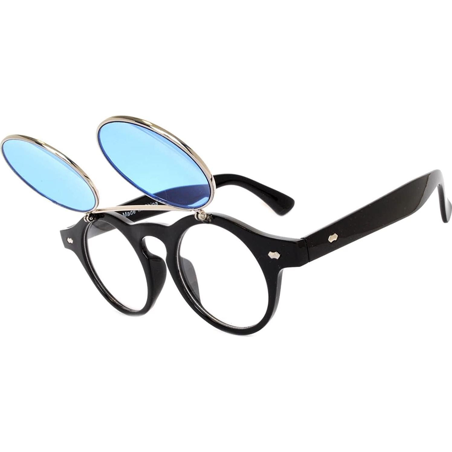 Gafas de sol redondas retro polarizadas de plástico azul