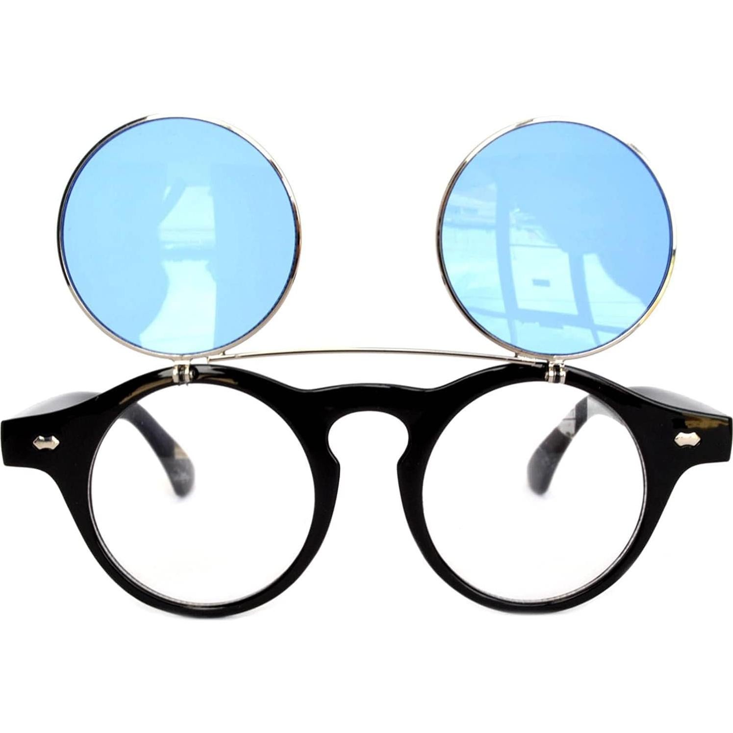 Gafas de sol redondas retro polarizadas de plástico azul