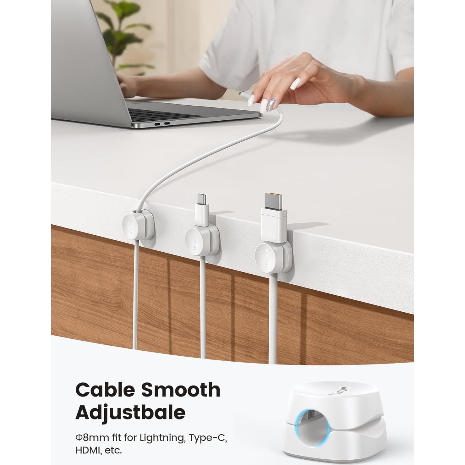 Organizador de Cables Lamicall 8 Pack Clips Adhesivos Blanco