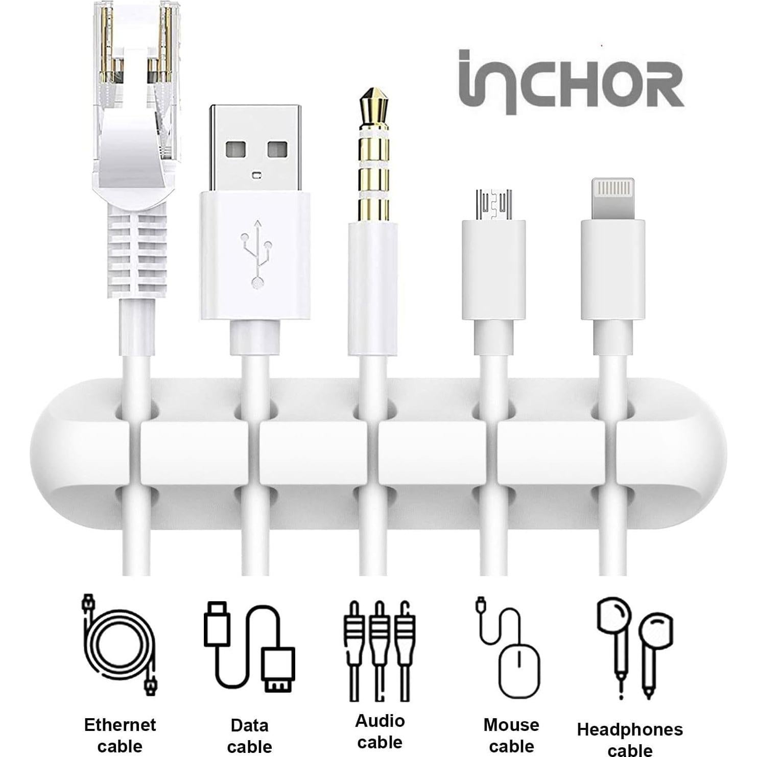 Organizador de Cables INCHOR Blanco 3 Paquetes Clips 6 mm