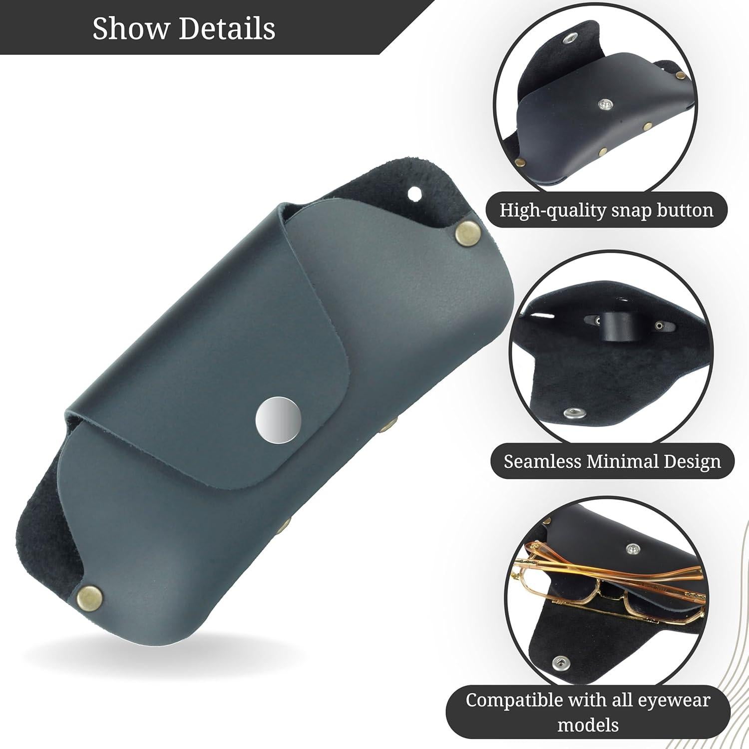 Estuche de Gafas de Cuero Genuino Toprank - Delgado y Ligero